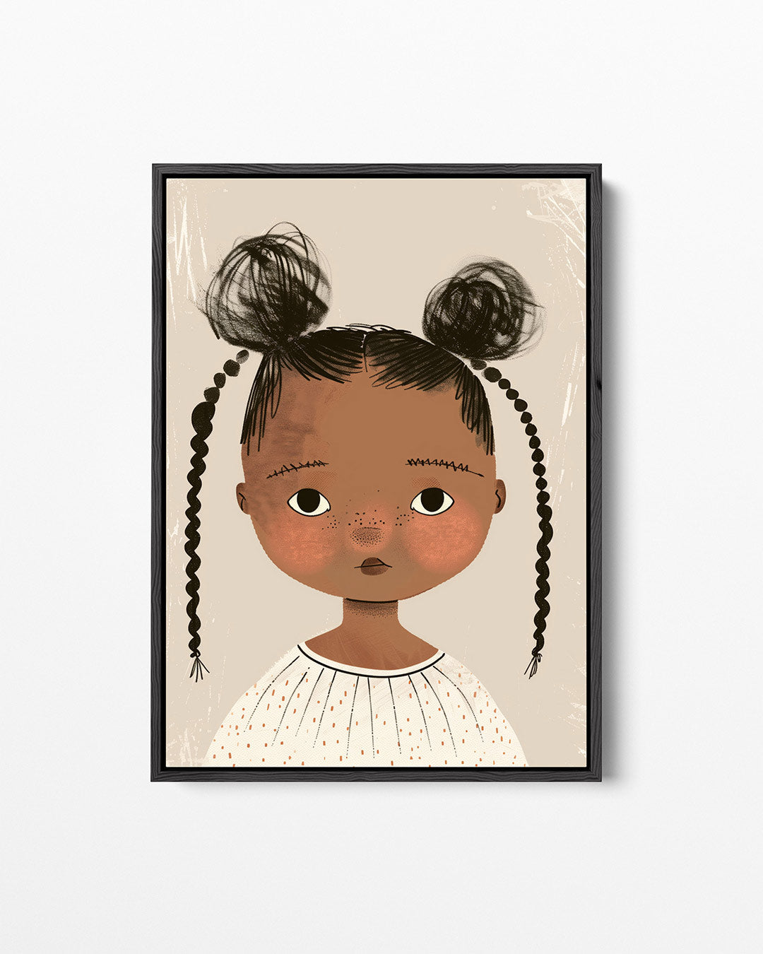 Kinderportret met vlechten Kunstwerk