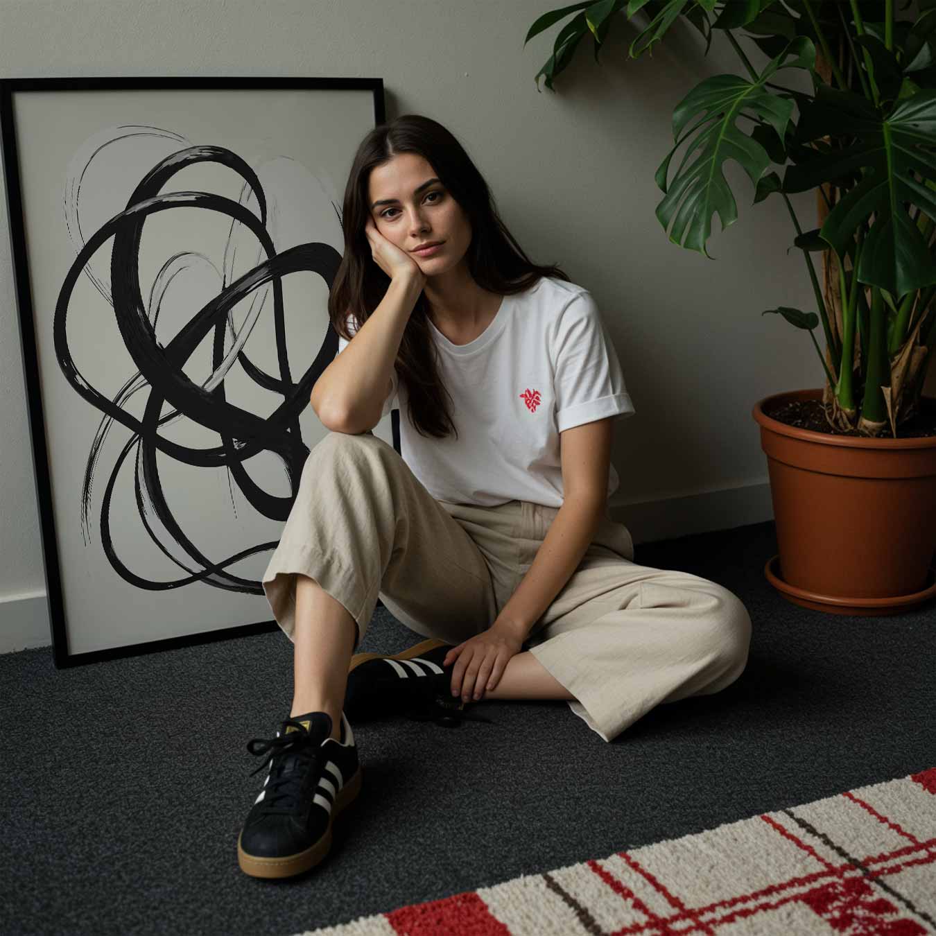 Abstracte Zwart-Witte Kringellijnen Poster-WallArtistic