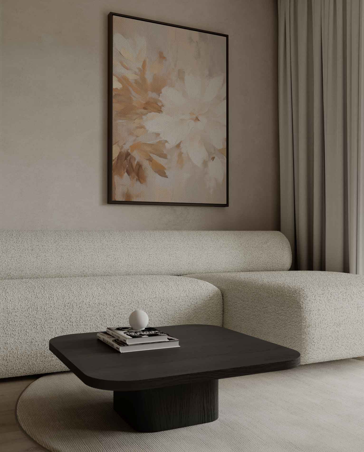 Floraal Gefluister in Neutrale Tinten Kunstwerk-canvas-dibond-plexiglas-wanddecoratie-WallArtistic