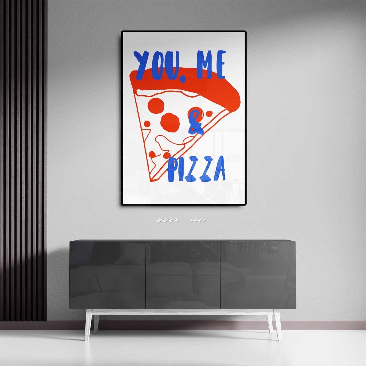 You, Me & Pizza Kunstwerk-canvas-dibond-plexiglas-wanddecoratie-WallArtistic