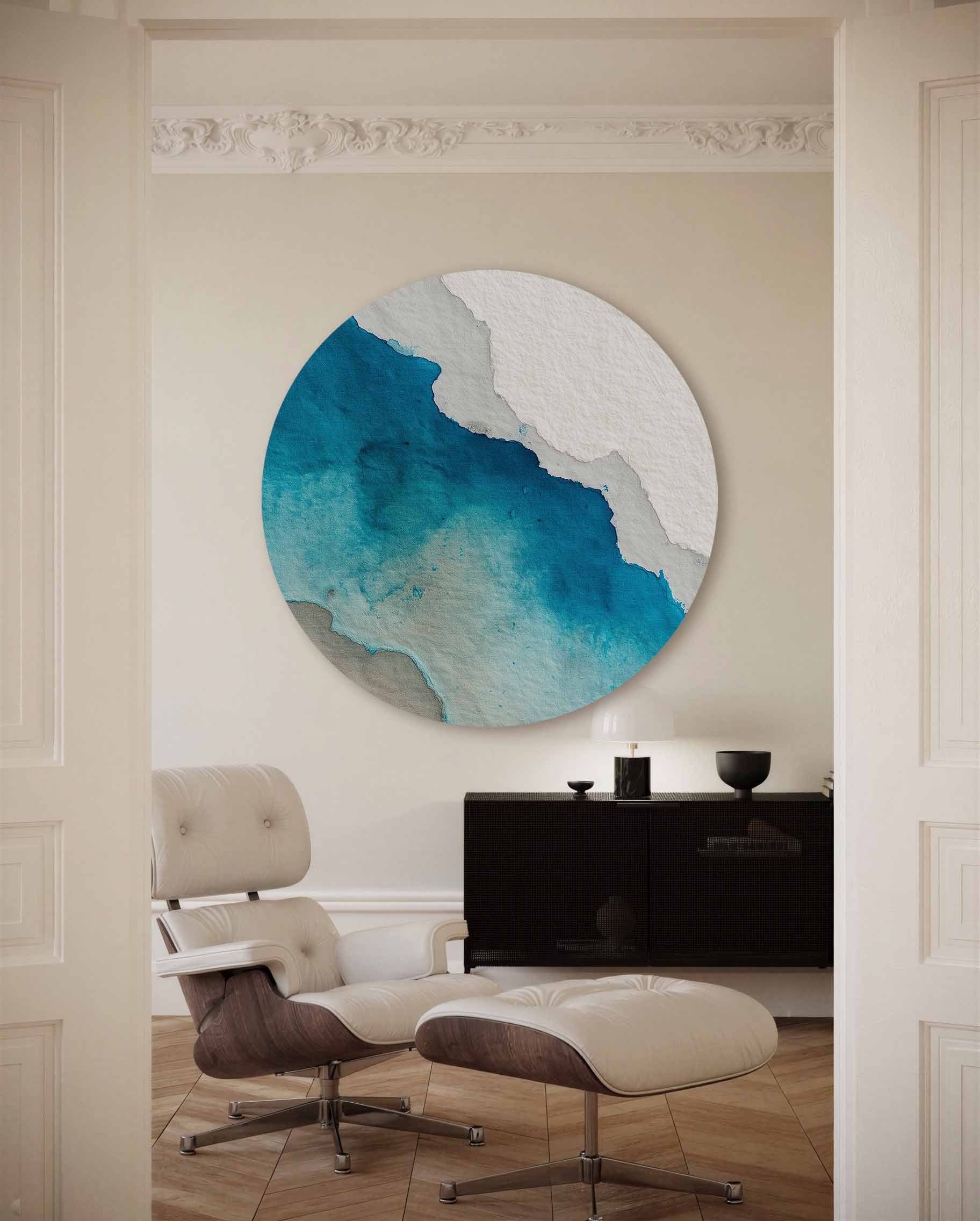 Blauwe en beige lagen Muurcirkel