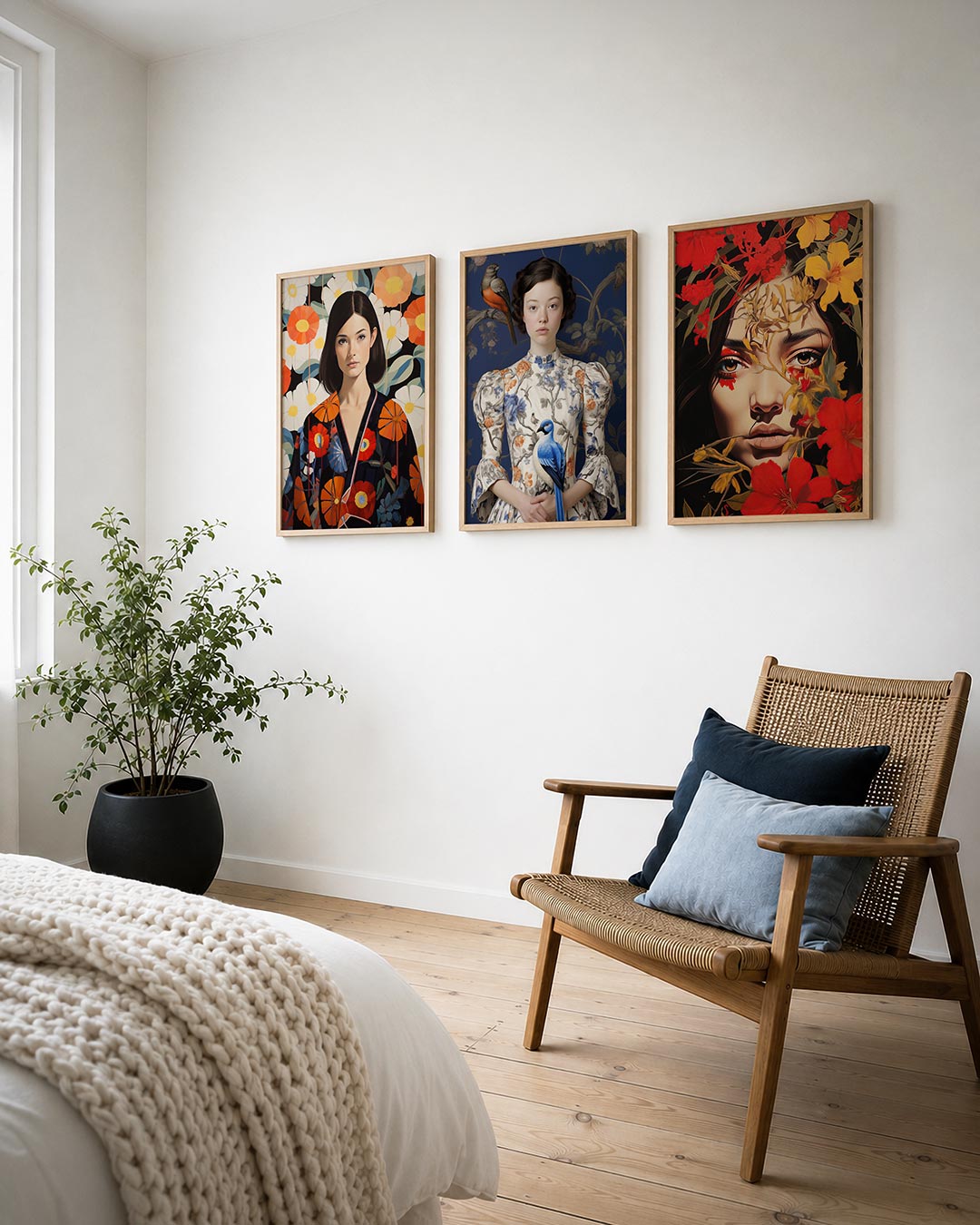 Bloemen en portret Posterset