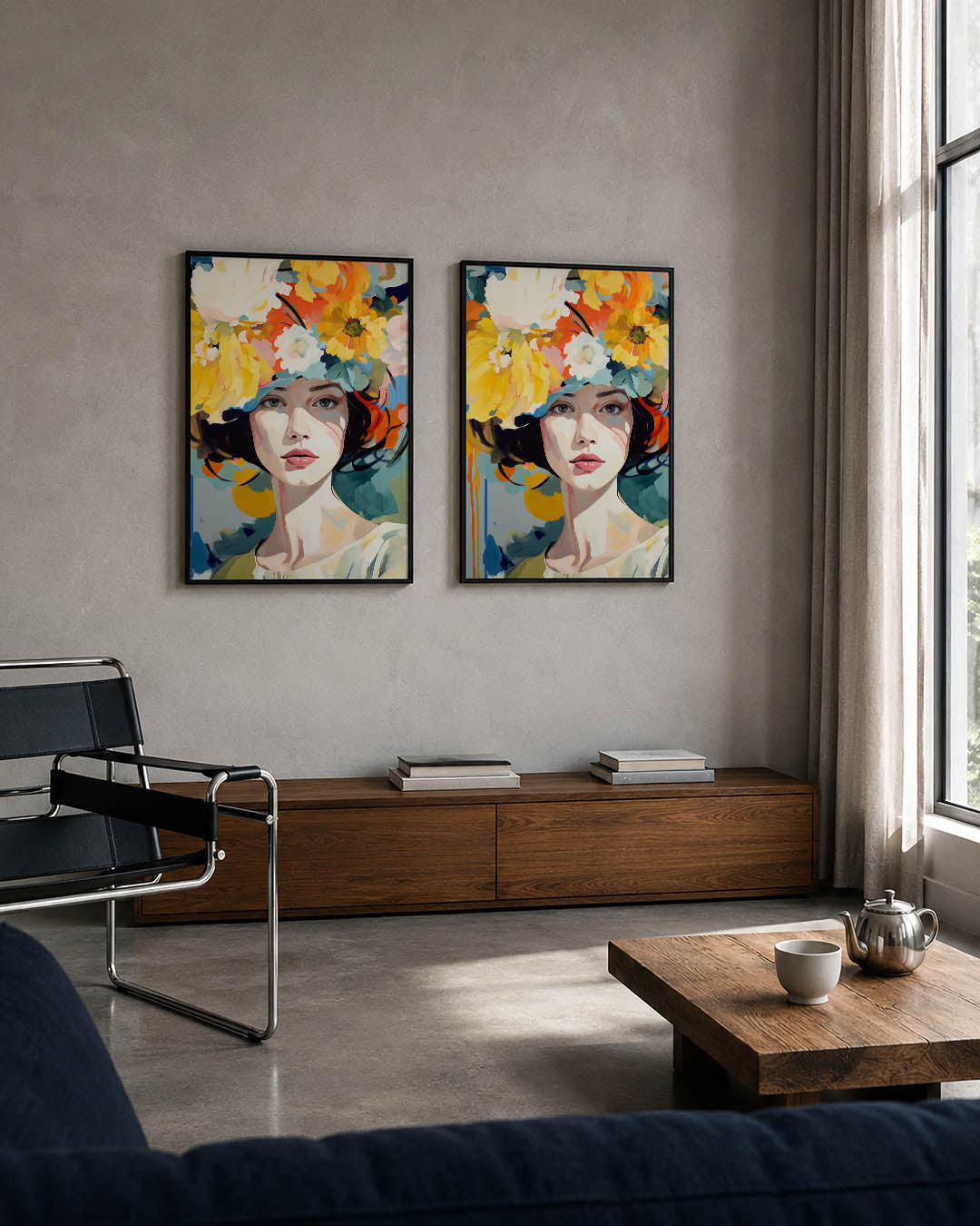 Bloemrijke portretkleuren Posterset