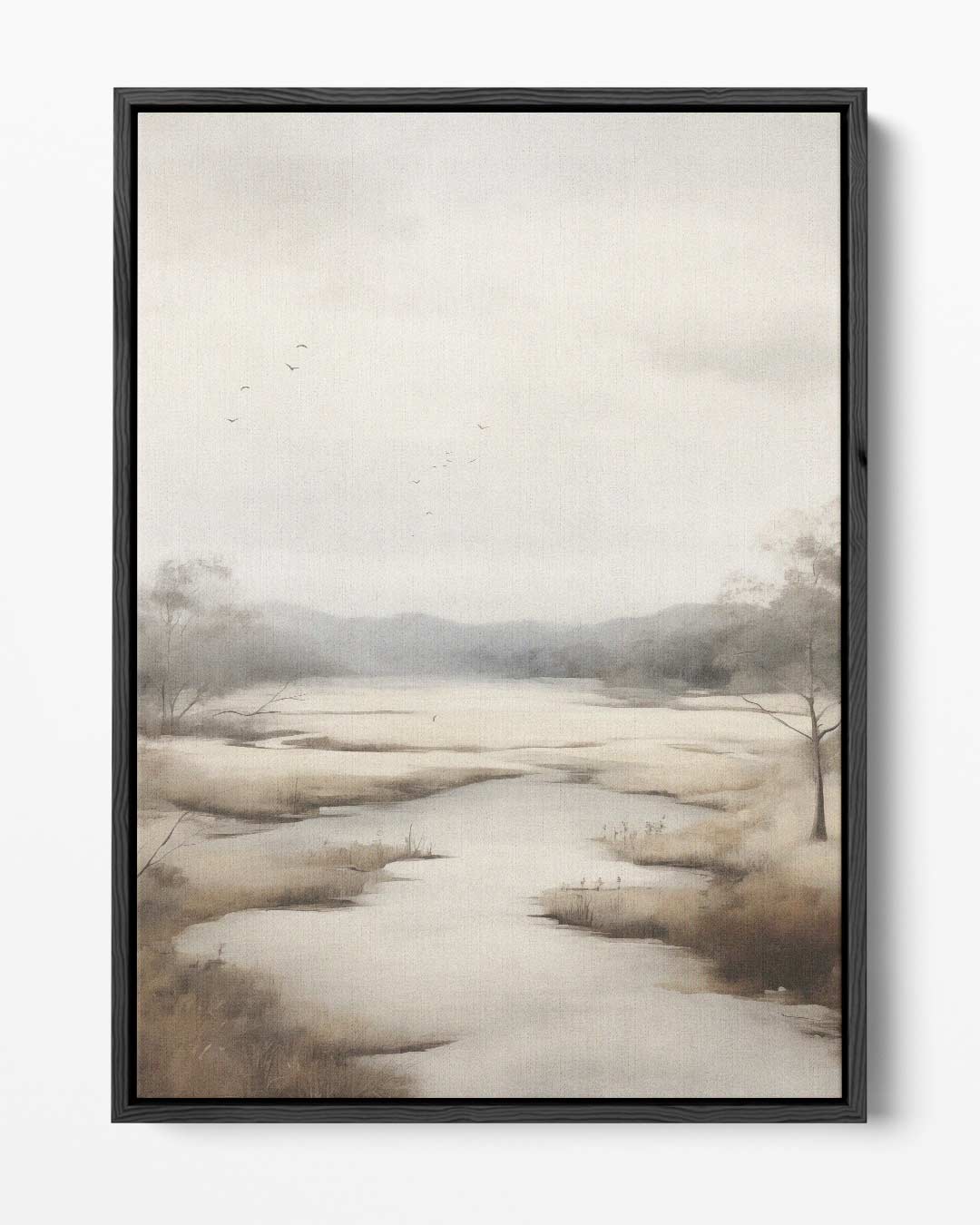 Rustige Waterlandschap in Zacht Tinten Kunstwerk-canvas-dibond-plexiglas-wanddecoratie-WallArtistic