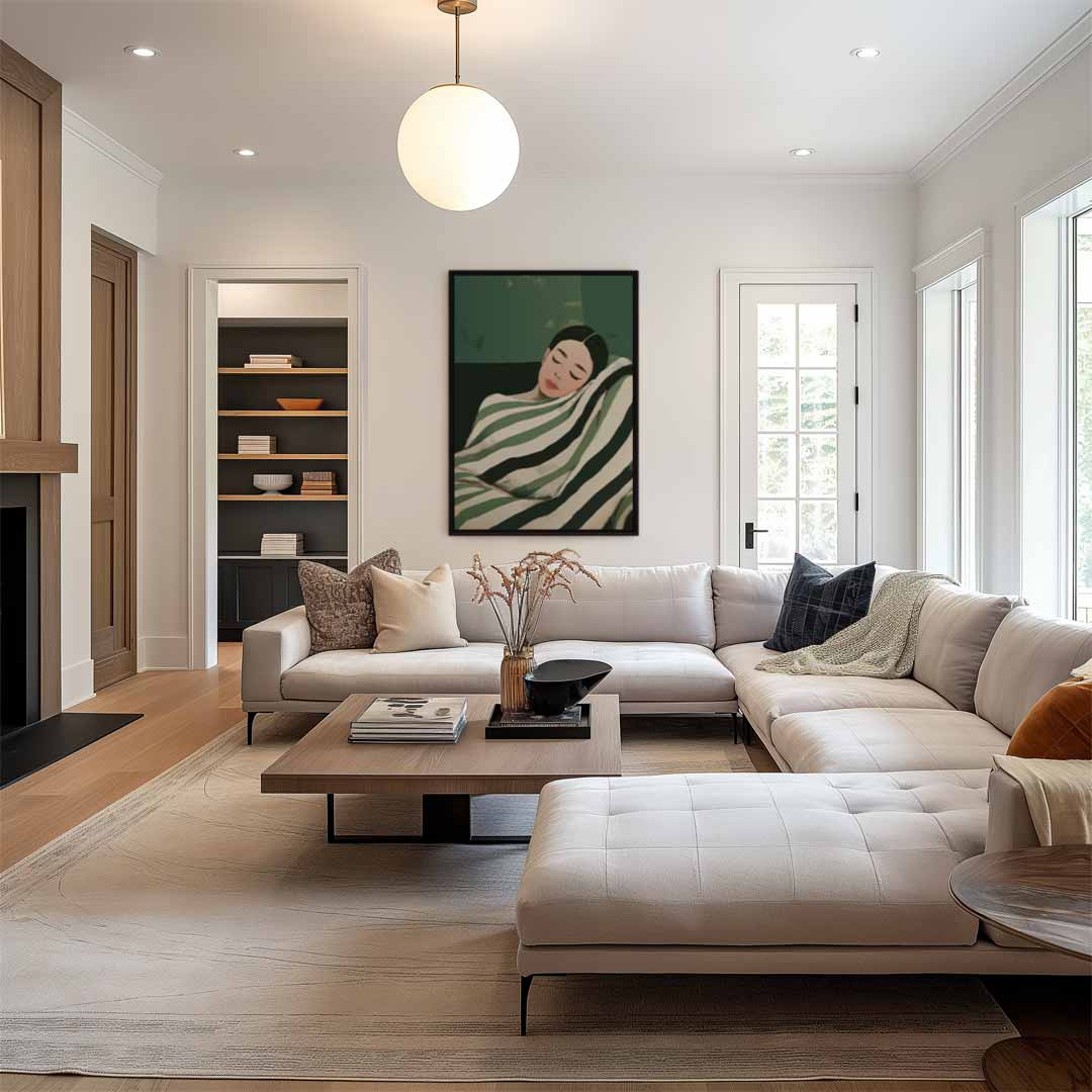 Slapende Schoonheid in Groen Kunstwerk-canvas-dibond-plexiglas-wanddecoratie-WallArtistic