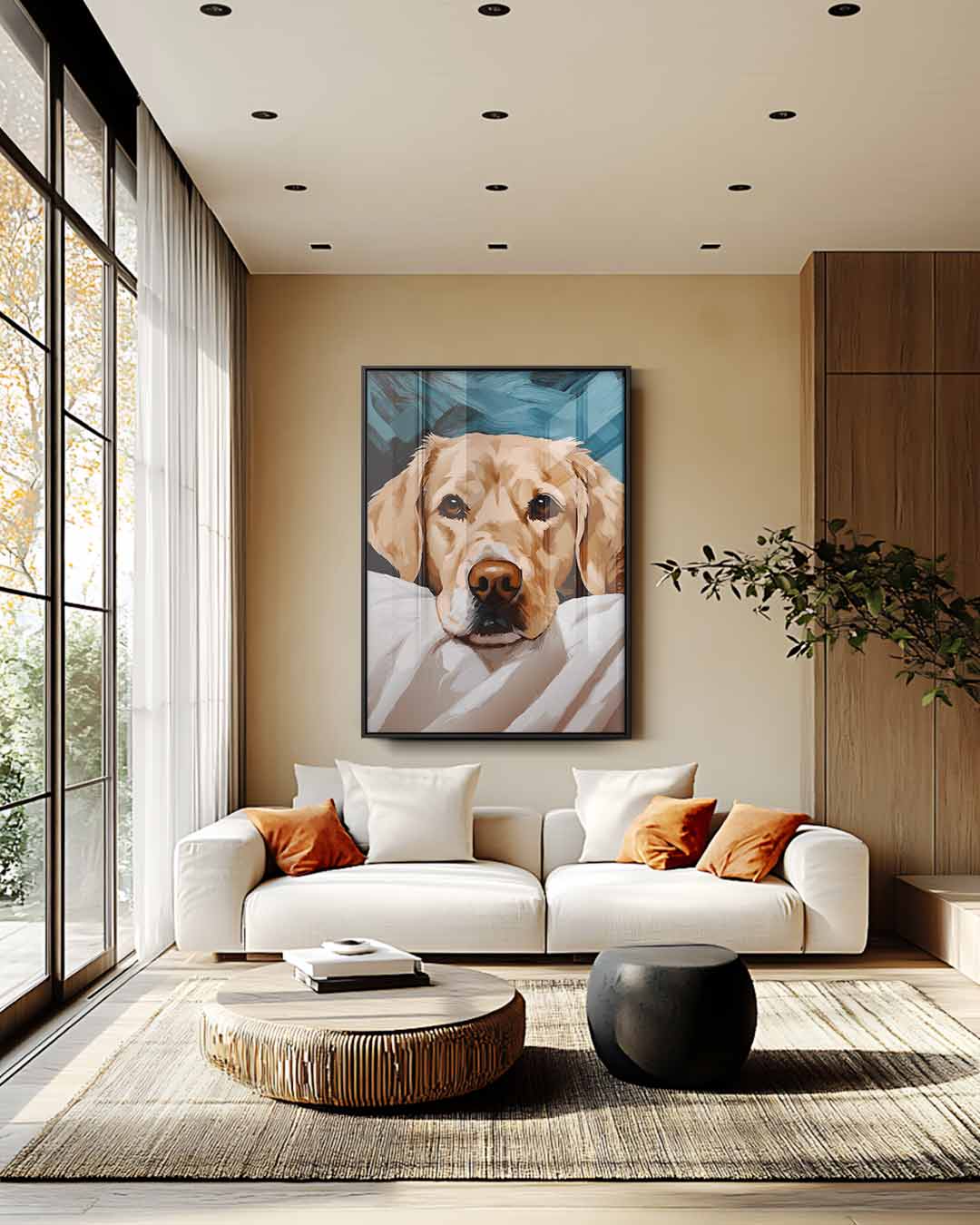 Dromerige Labradoodle Kunstwerk-canvas-dibond-plexiglas-wanddecoratie-WallArtistic