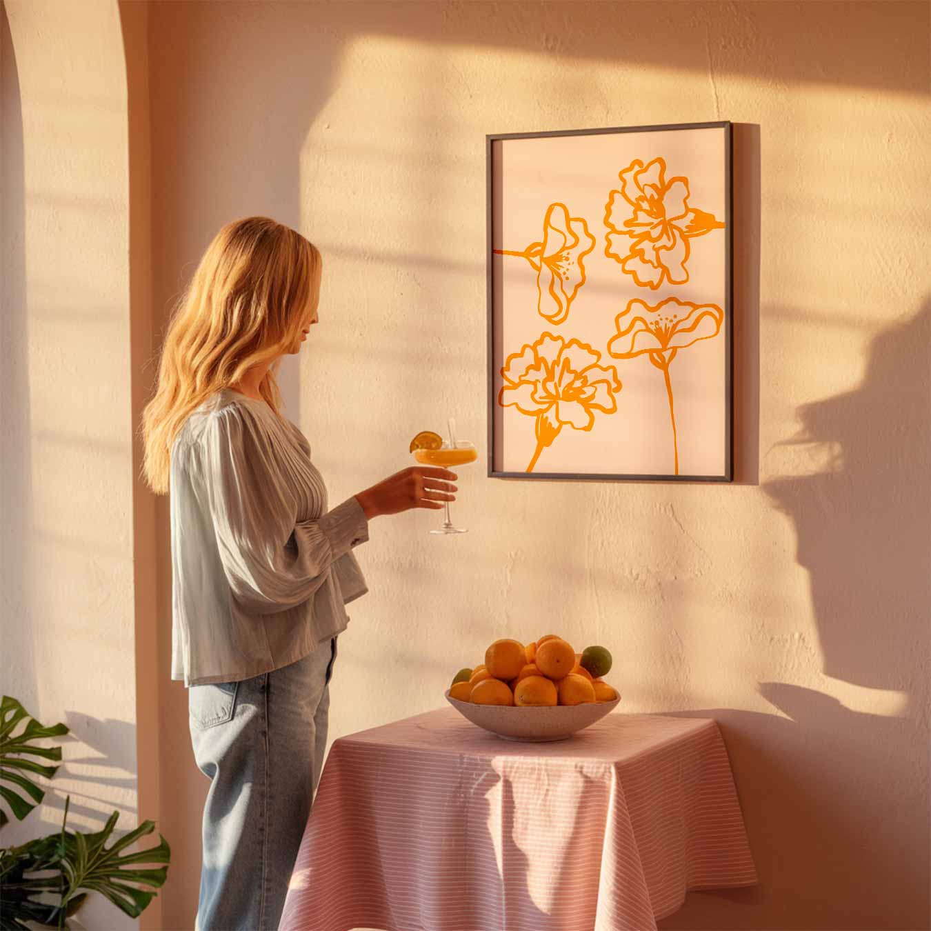 Bloeiende Oranje Bloemen Poster-WallArtistic