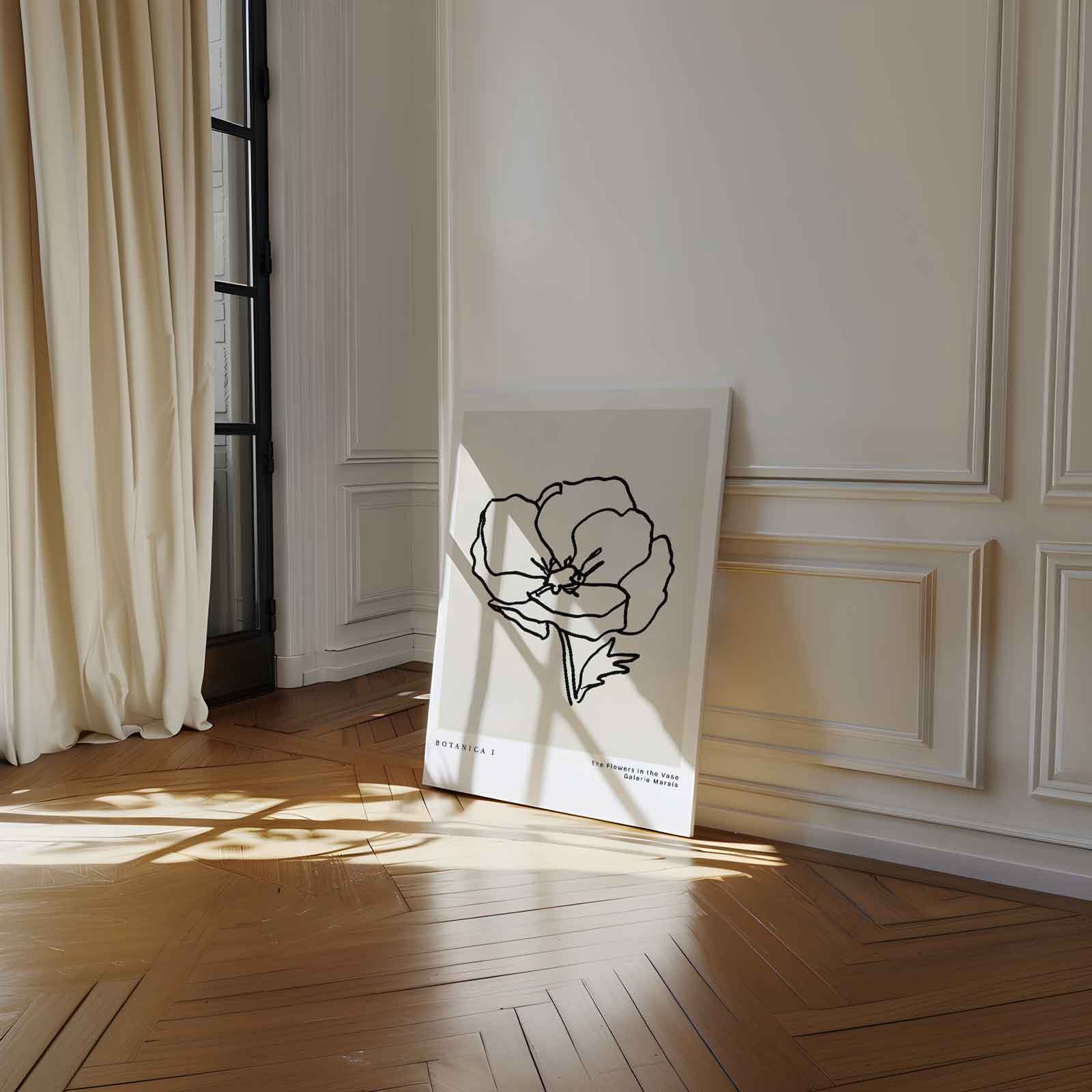 Botanica I Minimalistische Bloemenlijntekening Kunstwerk-canvas-dibond-plexiglas-wanddecoratie-WallArtistic