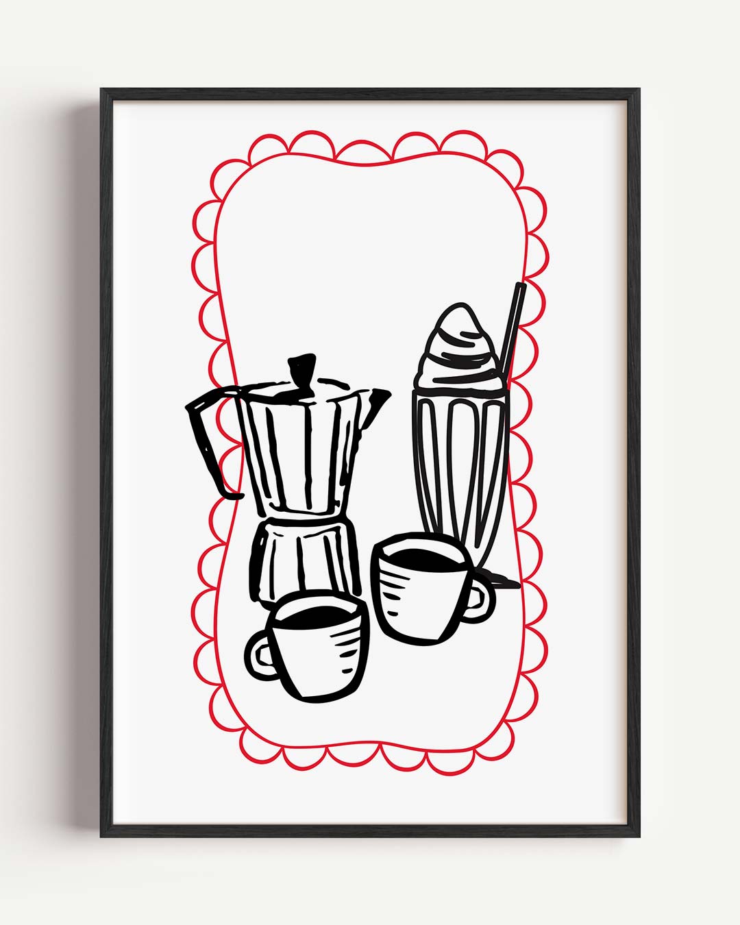 Stijlvolle Koffie Illustratie Poster-WallArtistic