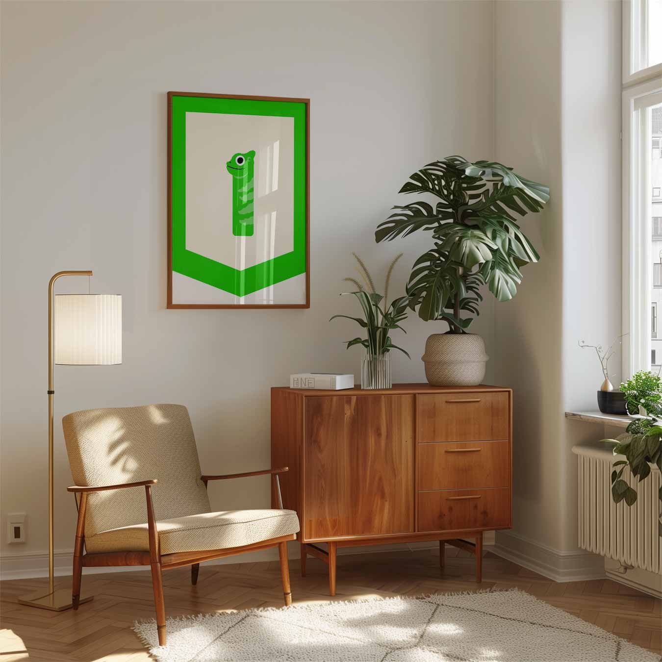 Vrolijke Kameleon Kunstposter