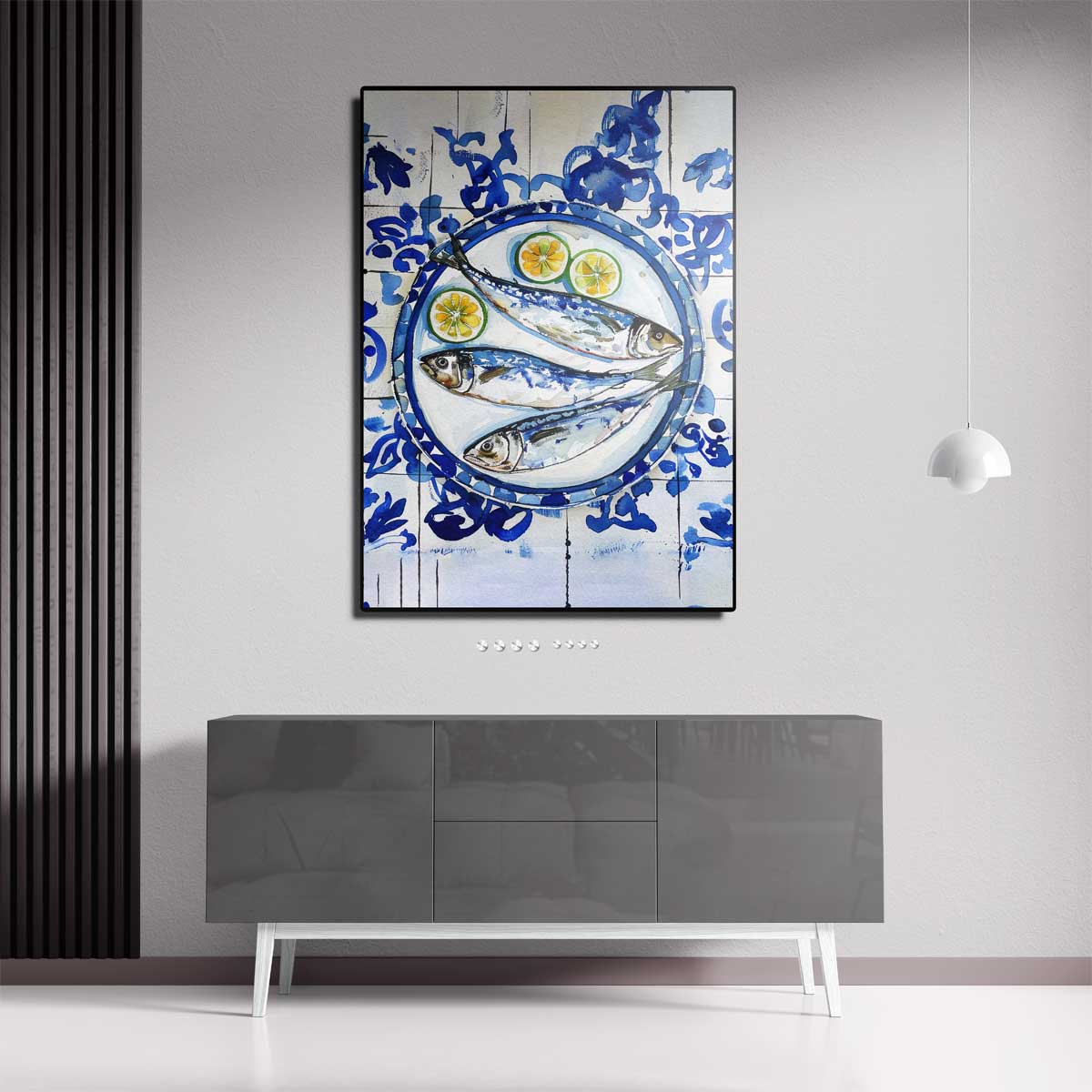 Vissersdromen in Blauw Kunstwerk-canvas-dibond-plexiglas-wanddecoratie-WallArtistic