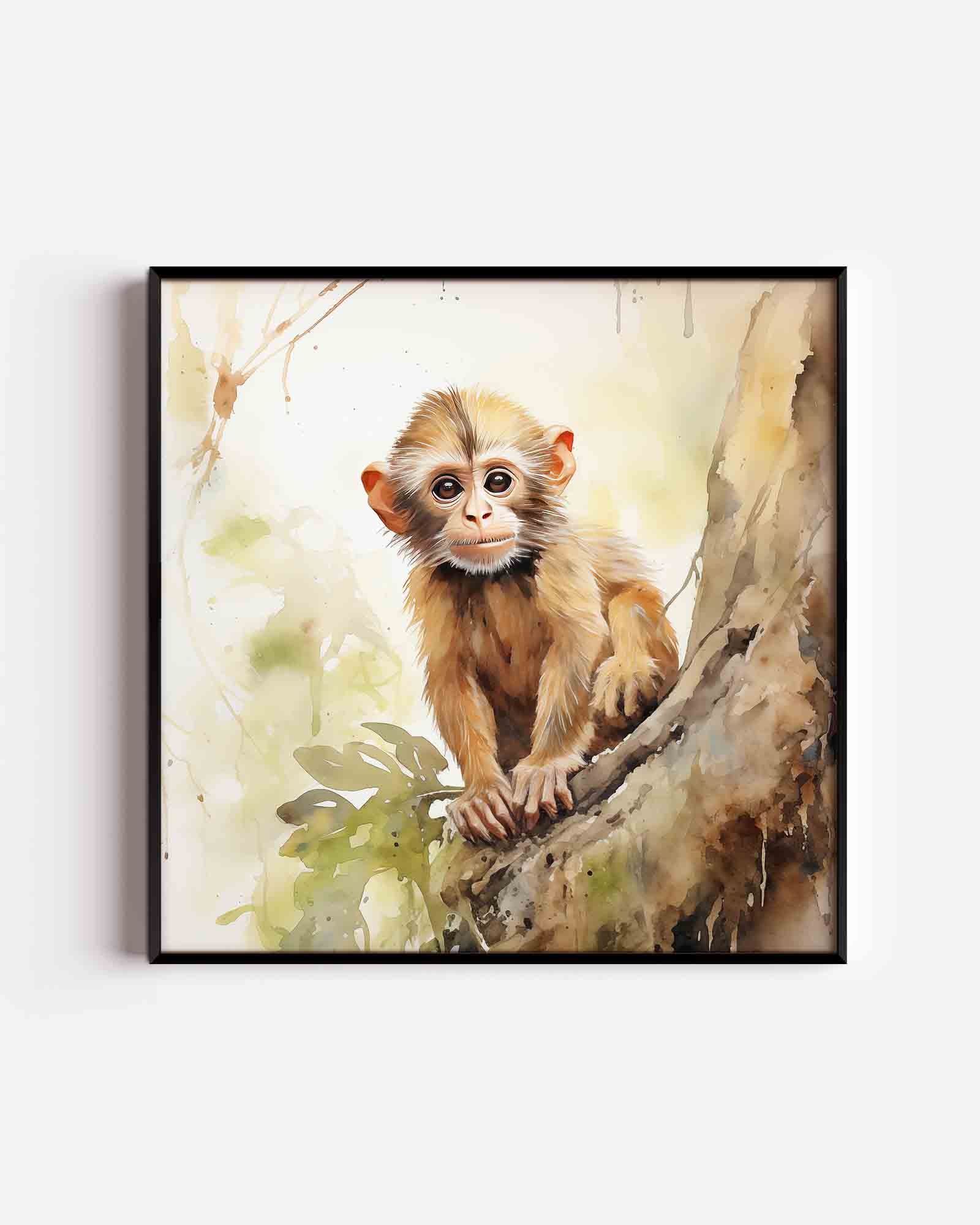 Jonge aap op boom Poster