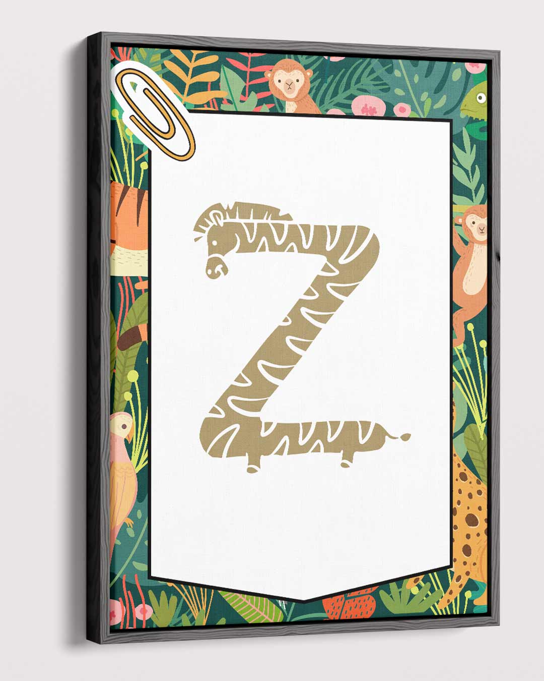 Letter Z Giraffe Jungle Print Kunstwerk-canvas-dibond-plexiglas-wanddecoratie-WallArtistic