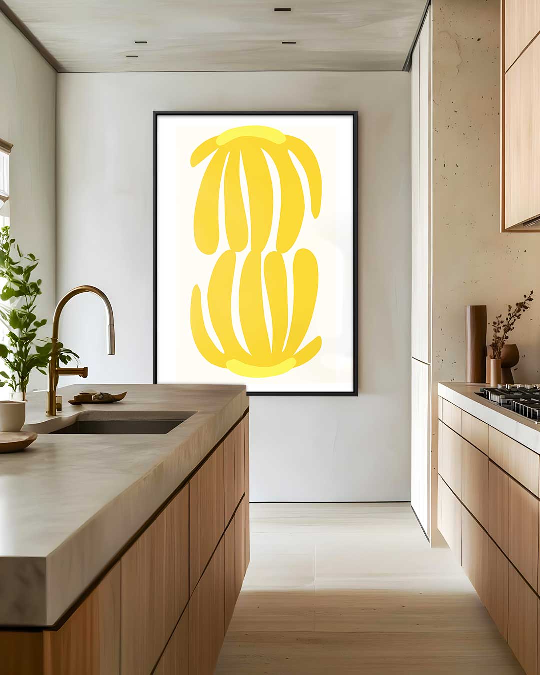 Speelse Bananenpracht Kunstwerk-canvas-dibond-plexiglas-wanddecoratie-WallArtistic