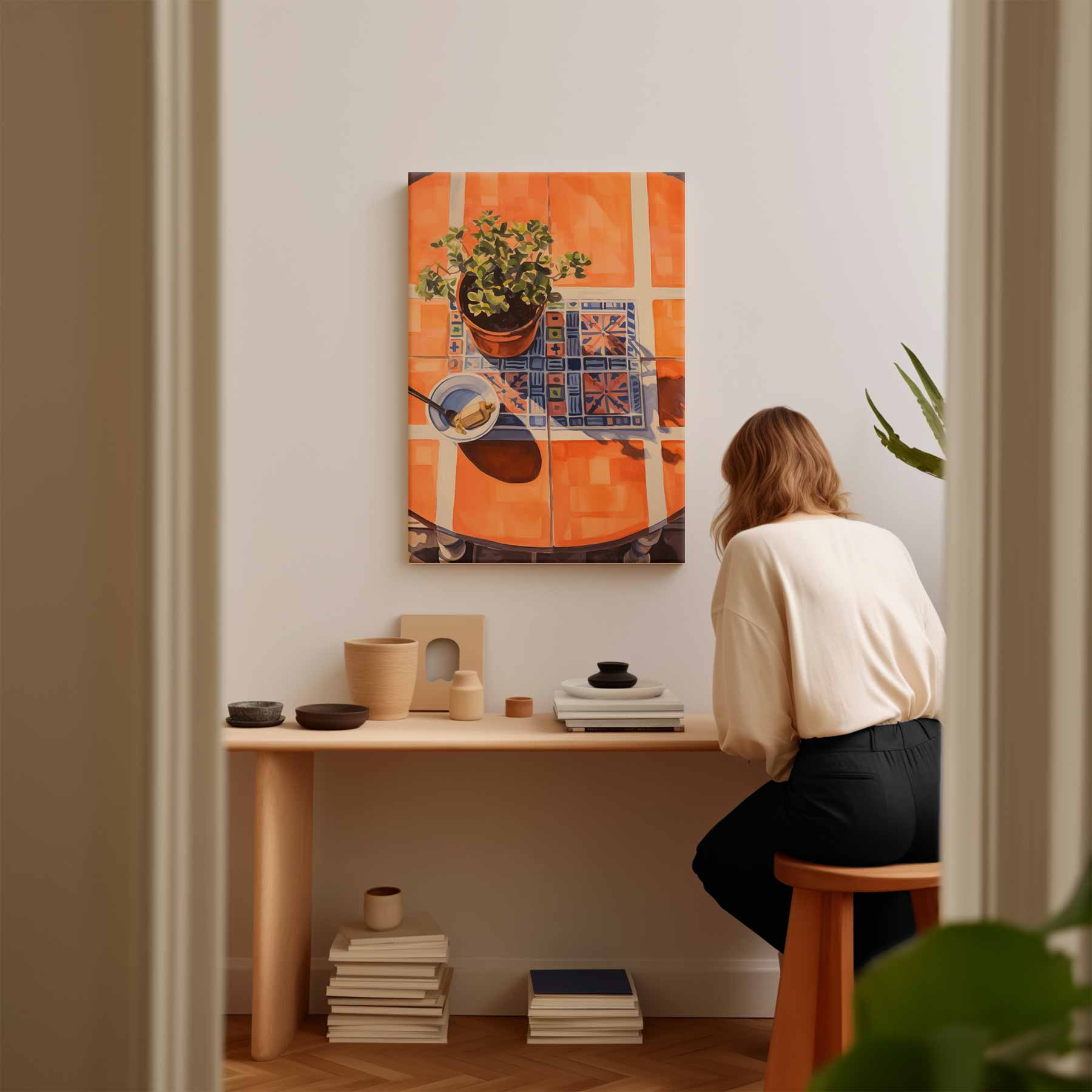 Kleurrijk Ontbijt op een Zonnige Tafel Kunstwerk-canvas-dibond-plexiglas-wanddecoratie-WallArtistic