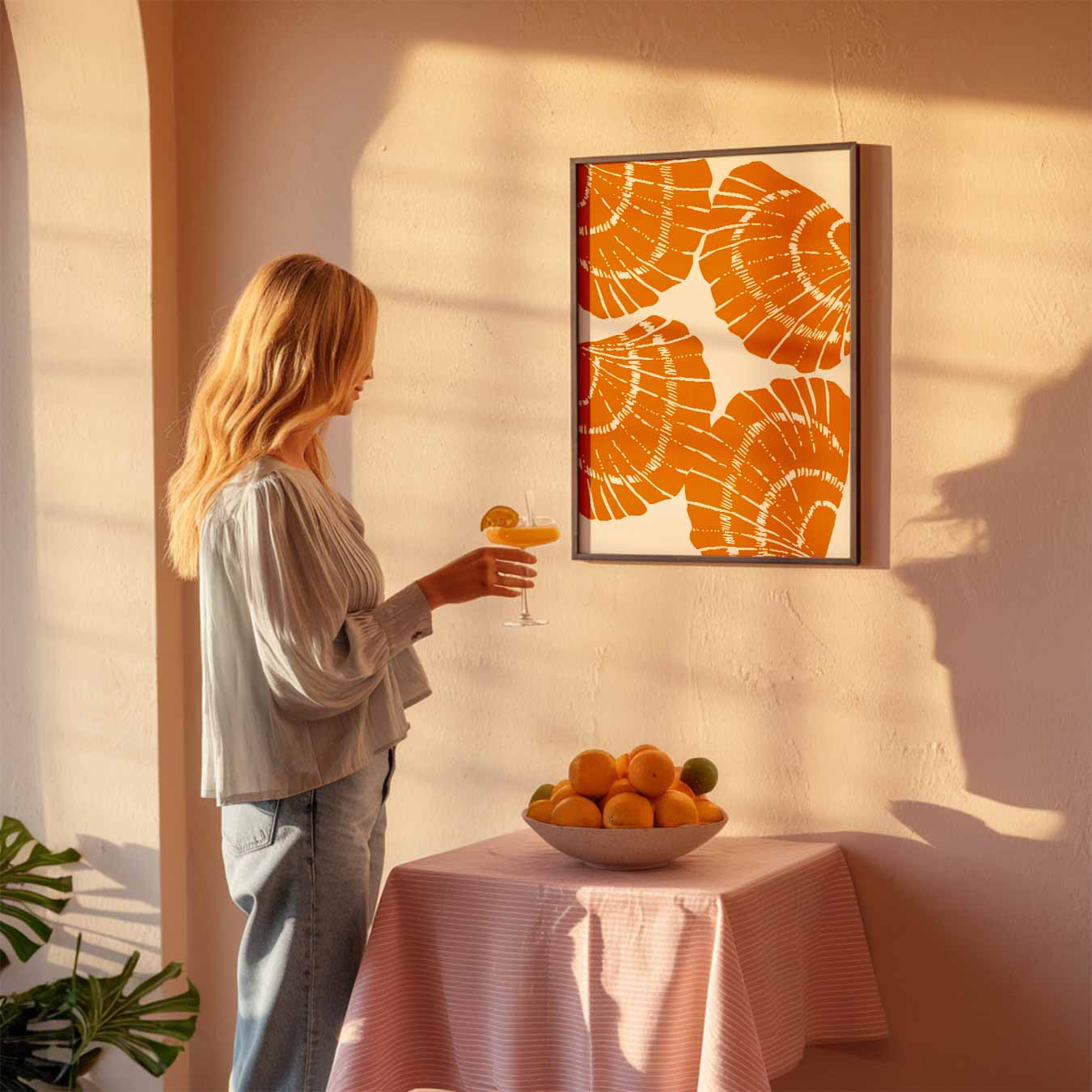 Schelpen Sfeerposter in Oranje Poster