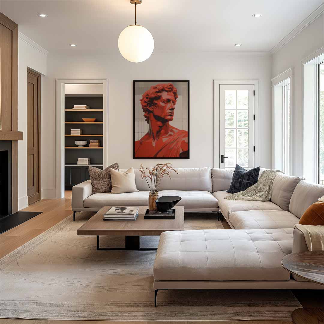 Rood Portret van David Kunstwerk-canvas-dibond-plexiglas-wanddecoratie-WallArtistic