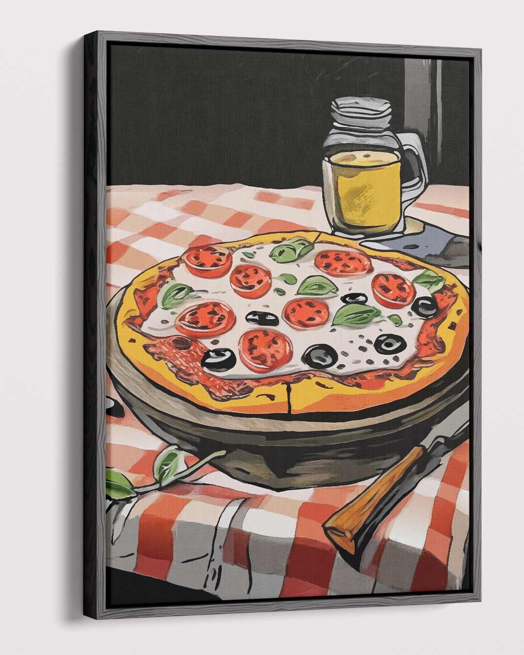 Pizza en Bier Avond Kunstwerk-canvas-dibond-plexiglas-wanddecoratie-WallArtistic