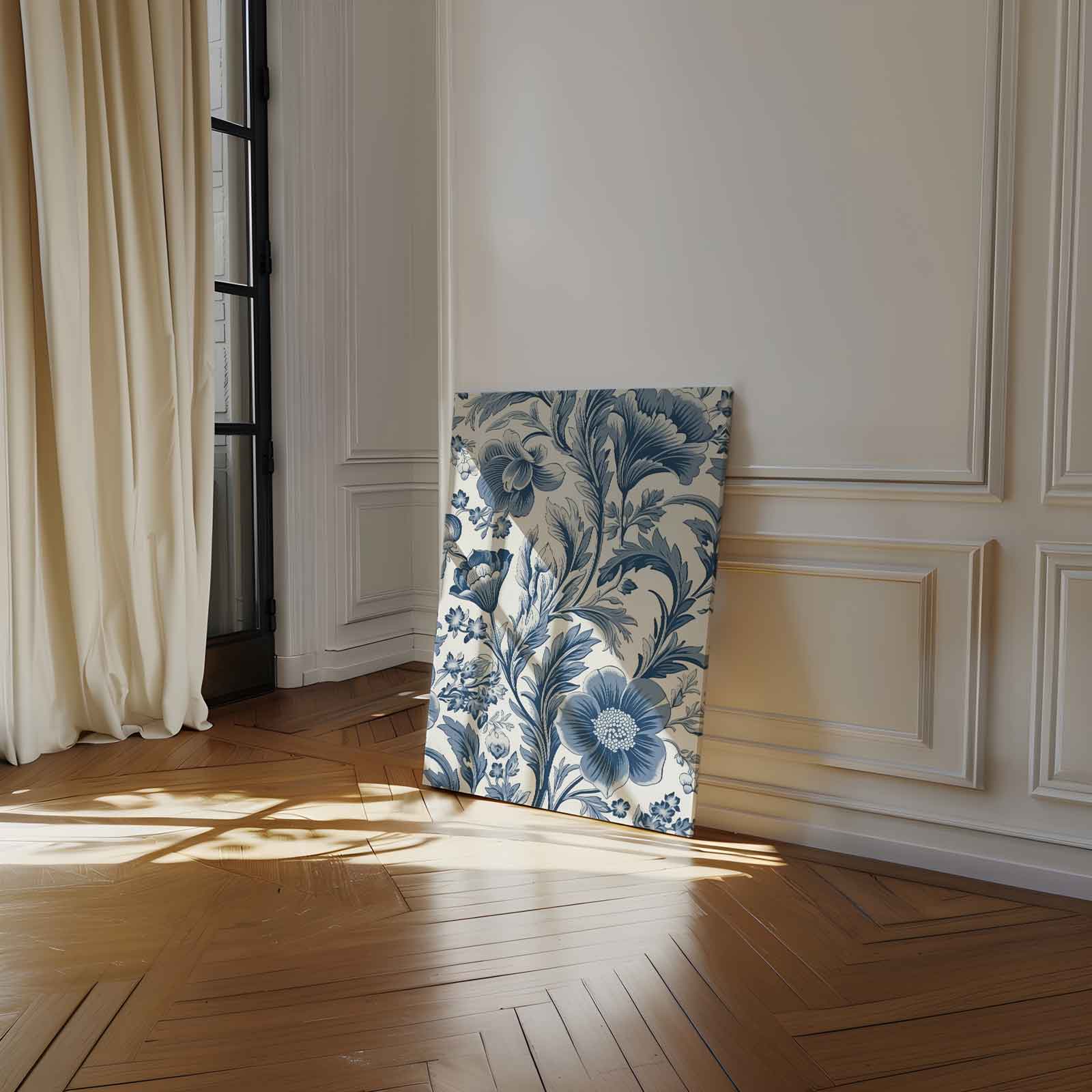 Bloeiend Blauw Wandtapijt Kunstwerk-canvas-dibond-plexiglas-wanddecoratie-WallArtistic
