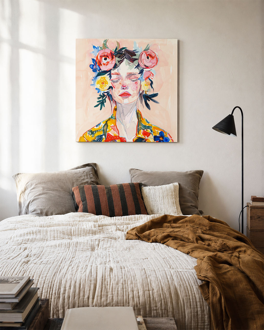 Bloemrijke portret Kunstwerk