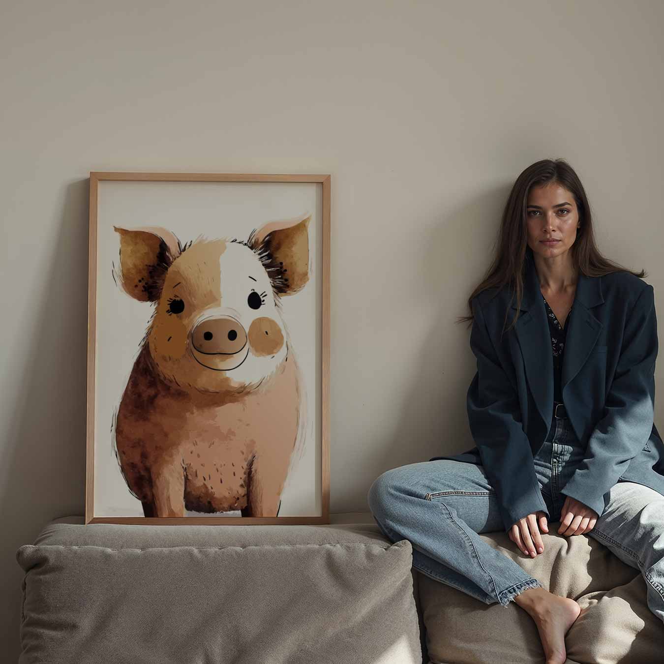 Schattige Varkensvriend Poster-WallArtistic