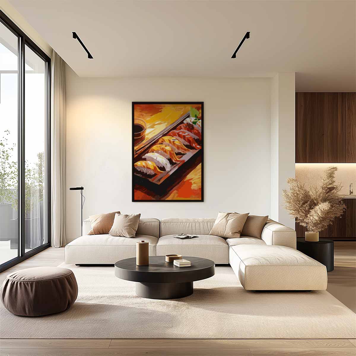 Kleurrijke Sushi Fantasie Kunstwerk-canvas-dibond-plexiglas-wanddecoratie-WallArtistic
