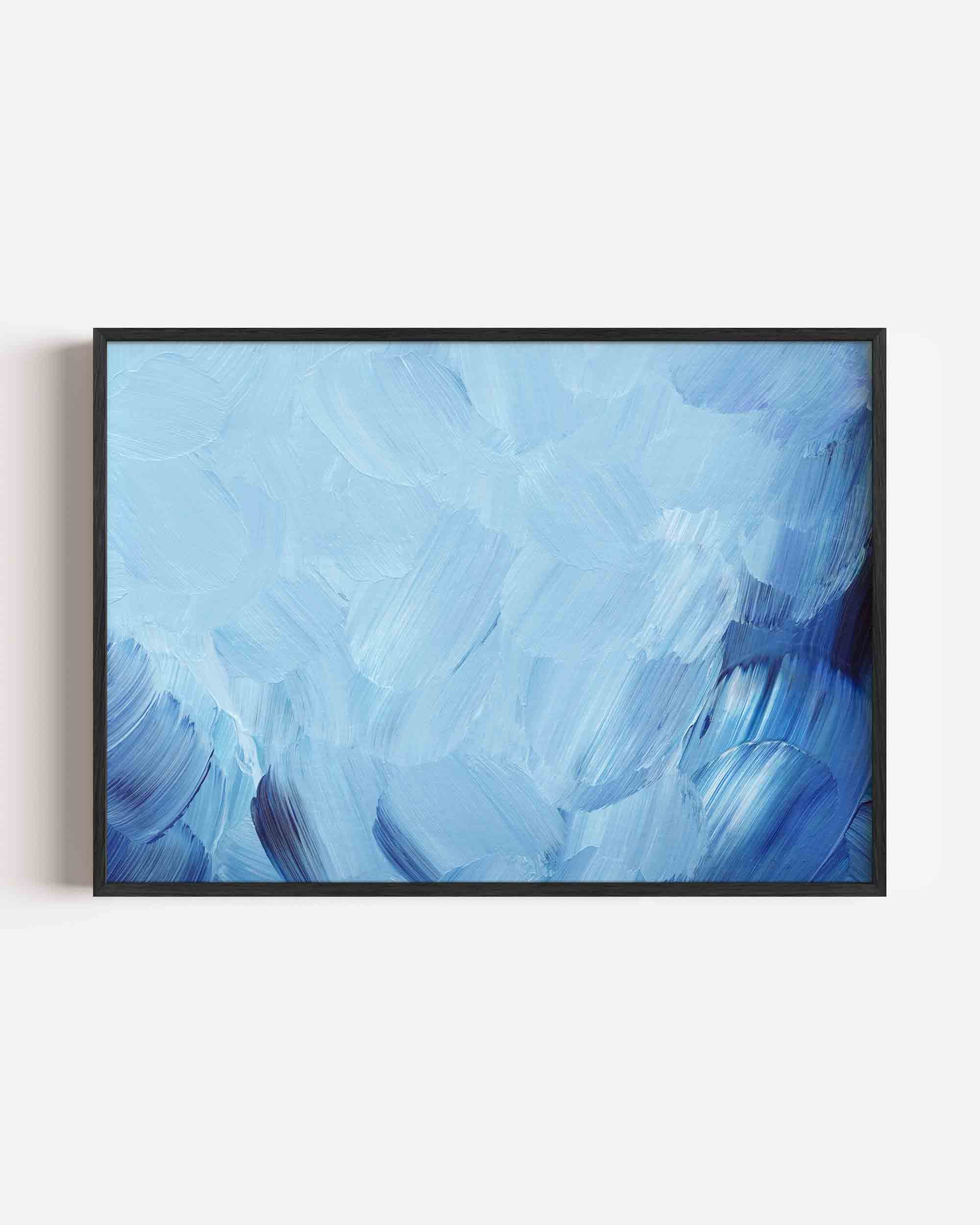 Blauwe penseelstreken Poster