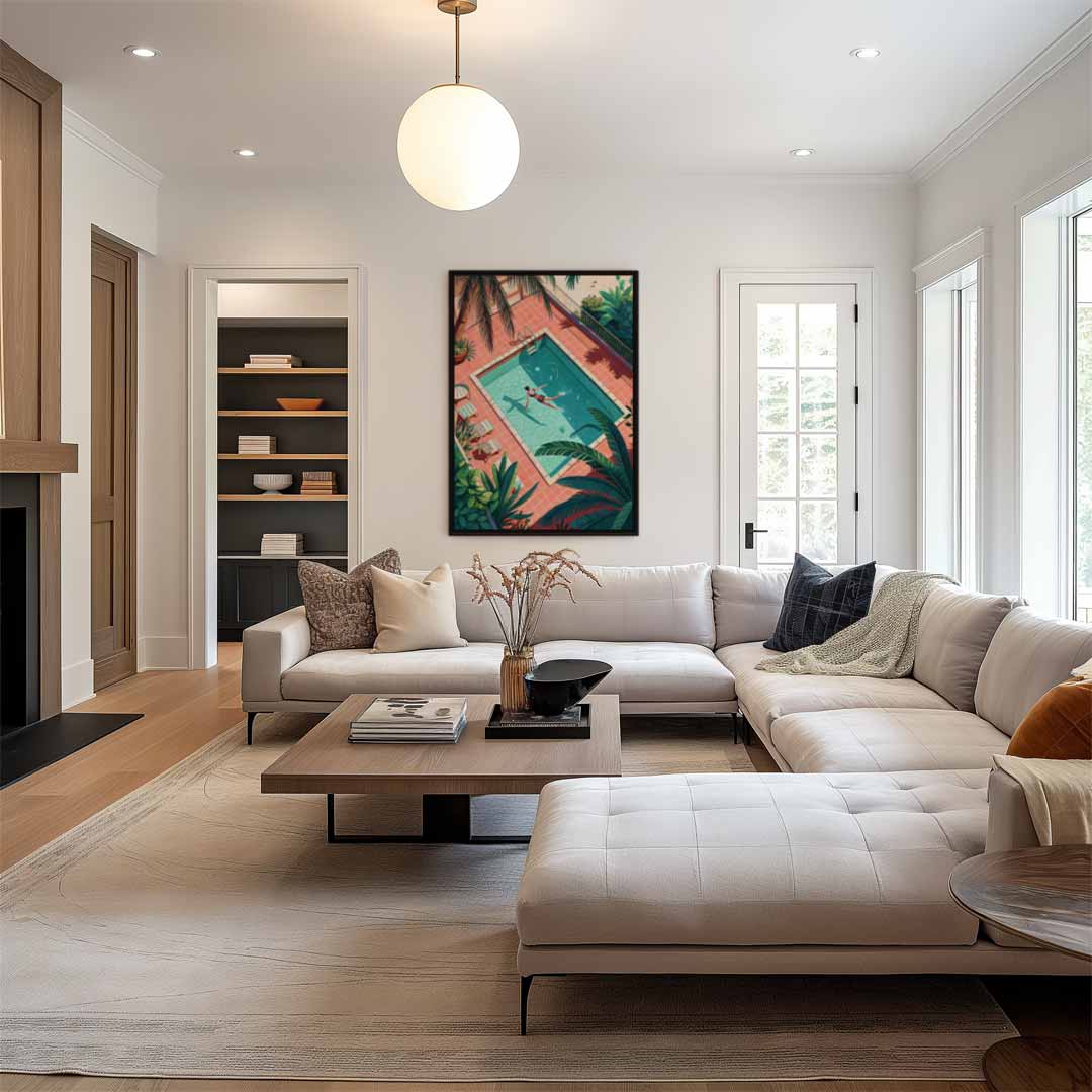 Zwemmen Onder de Palmen Kunstwerk-canvas-dibond-plexiglas-wanddecoratie-WallArtistic