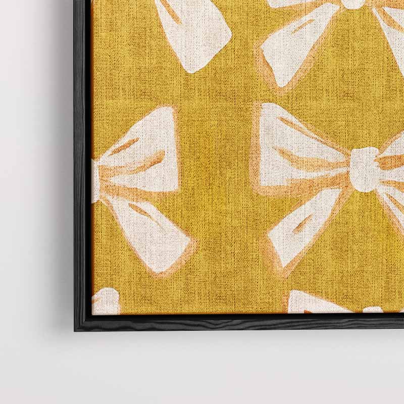 Vrolijke Strikjes op Oker Kunstwerk-canvas-dibond-plexiglas-wanddecoratie-WallArtistic