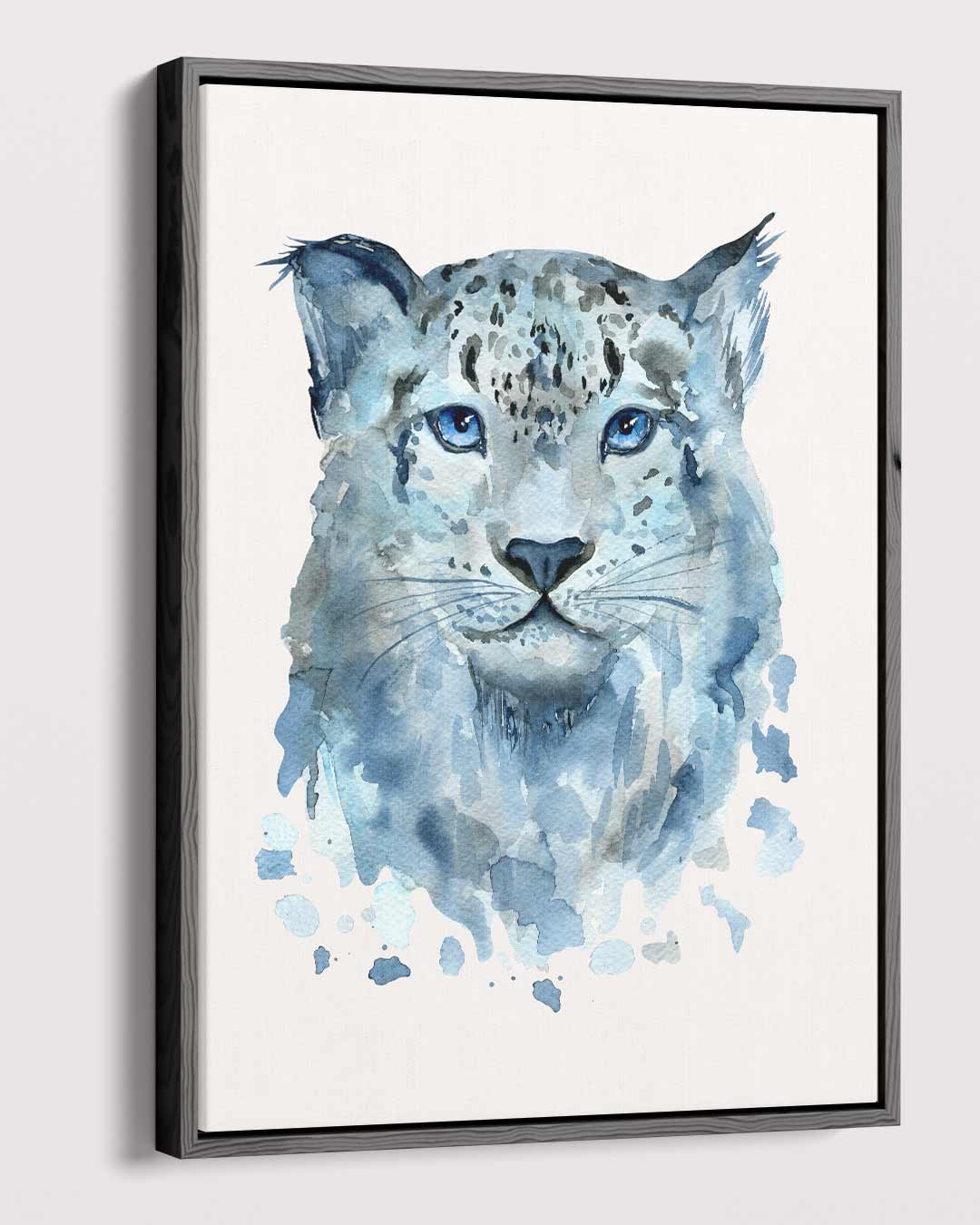 Blauwe Sneeuwluipaard Kunst Kunstwerk-canvas-dibond-plexiglas-wanddecoratie-WallArtistic