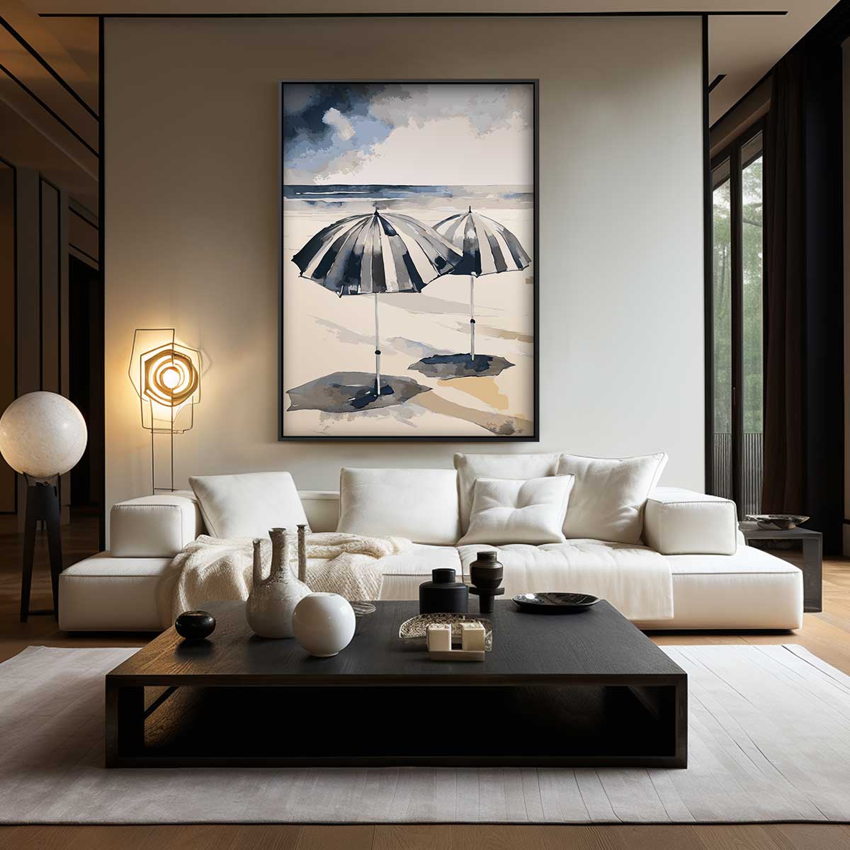 Strandparadijs Met Paraplu's Kunstwerk-canvas-dibond-plexiglas-wanddecoratie-WallArtistic