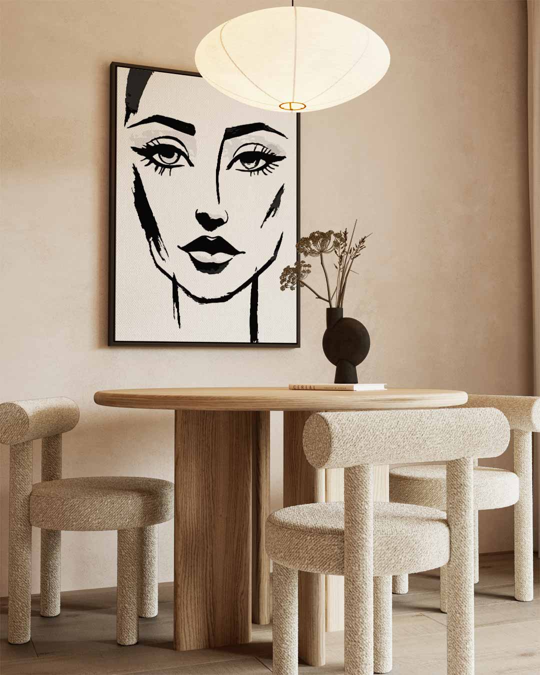 Minimalistisch Gezichtsportret Kunstwerk-canvas-dibond-plexiglas-wanddecoratie-WallArtistic
