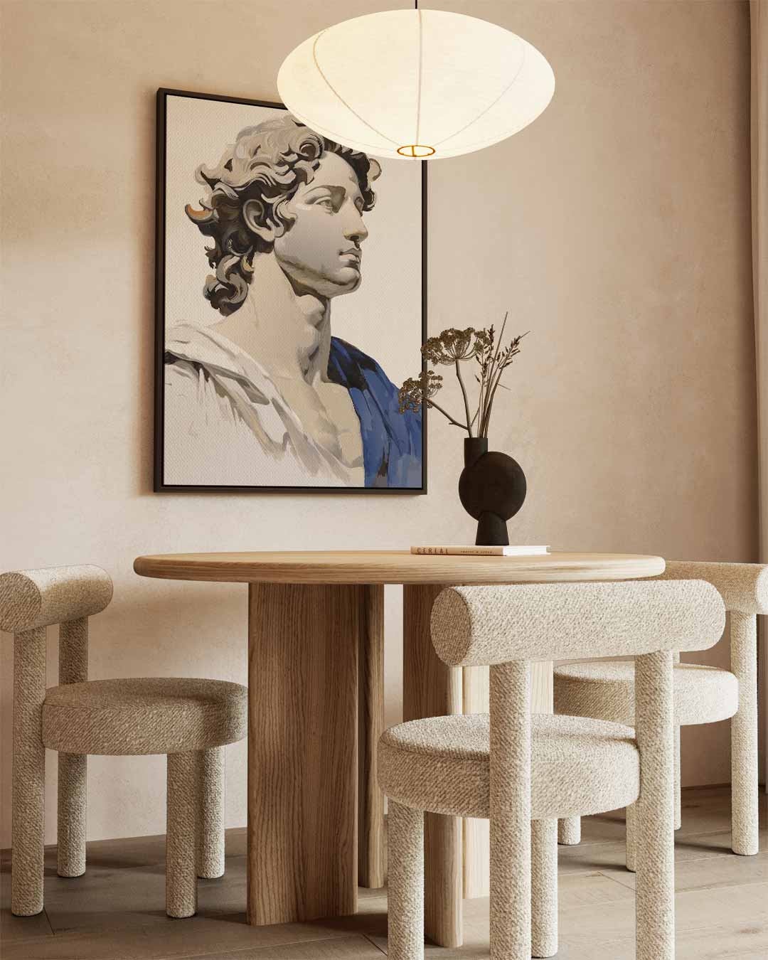 Klassieke Buste in Blauwtinten Kunstwerk-canvas-dibond-plexiglas-wanddecoratie-WallArtistic