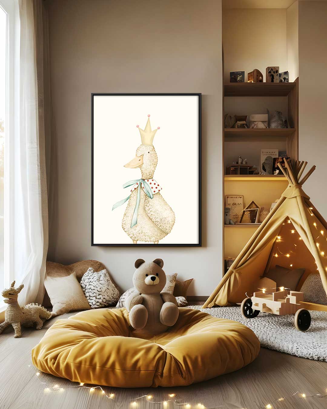 Koning Eend met Kroon Kunstwerk-canvas-dibond-plexiglas-wanddecoratie-WallArtistic