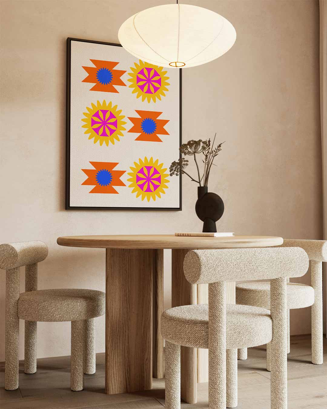 Vrolijke Zomerbloemen Print Kunstwerk-canvas-dibond-plexiglas-wanddecoratie-WallArtistic