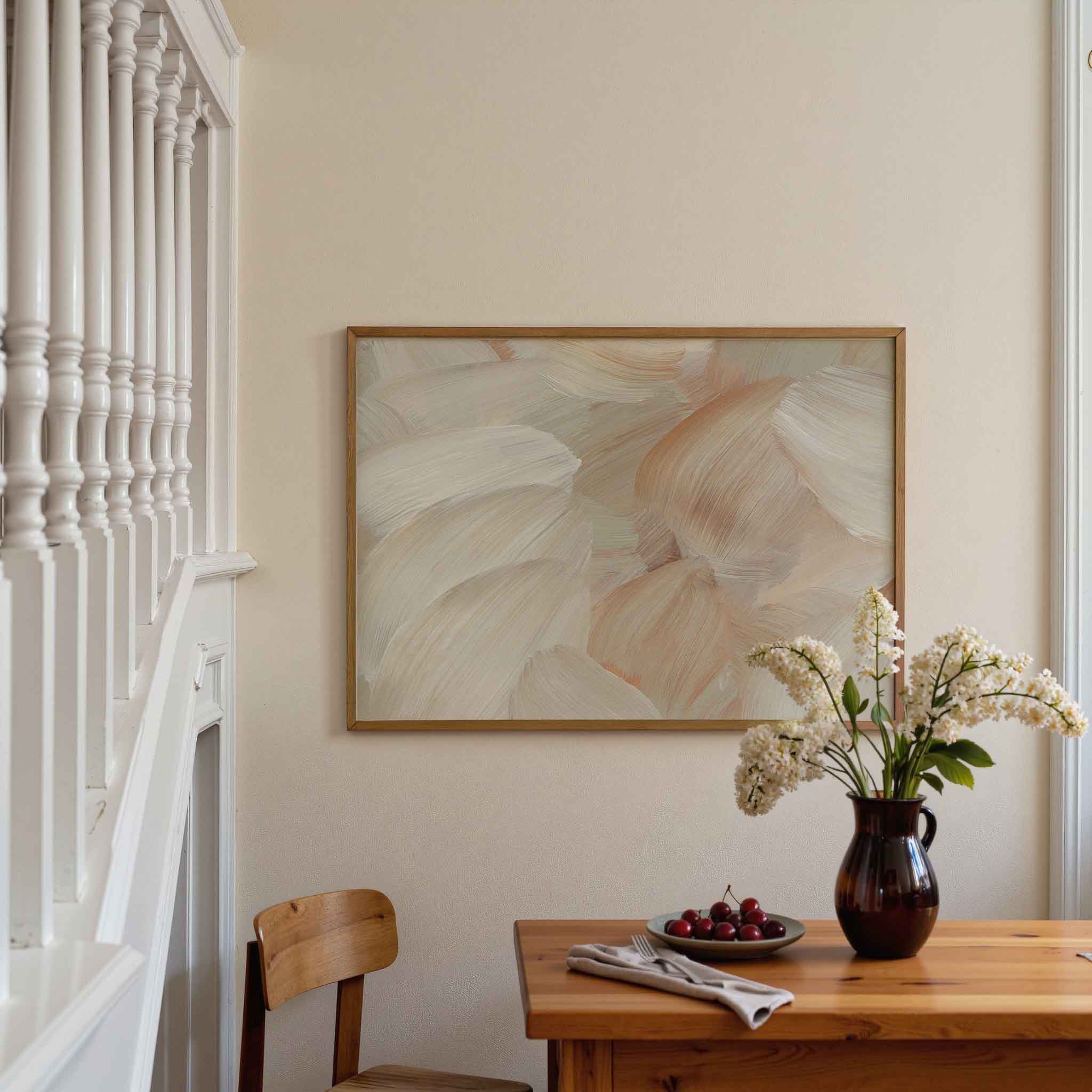 Beige penseelstreken Poster