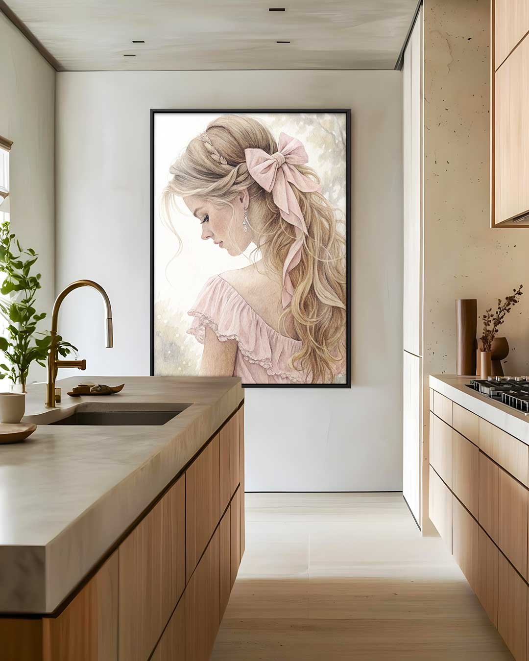 Betoverende Zachtroze Linten Kunstwerk-canvas-dibond-plexiglas-wanddecoratie-WallArtistic