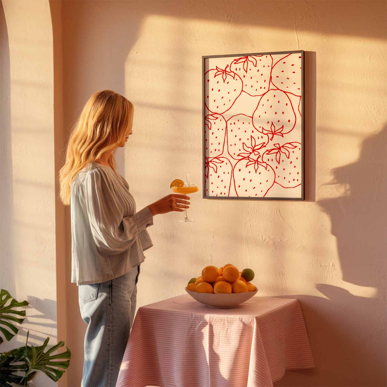 Frisse Aardbeientekening Poster-WallArtistic