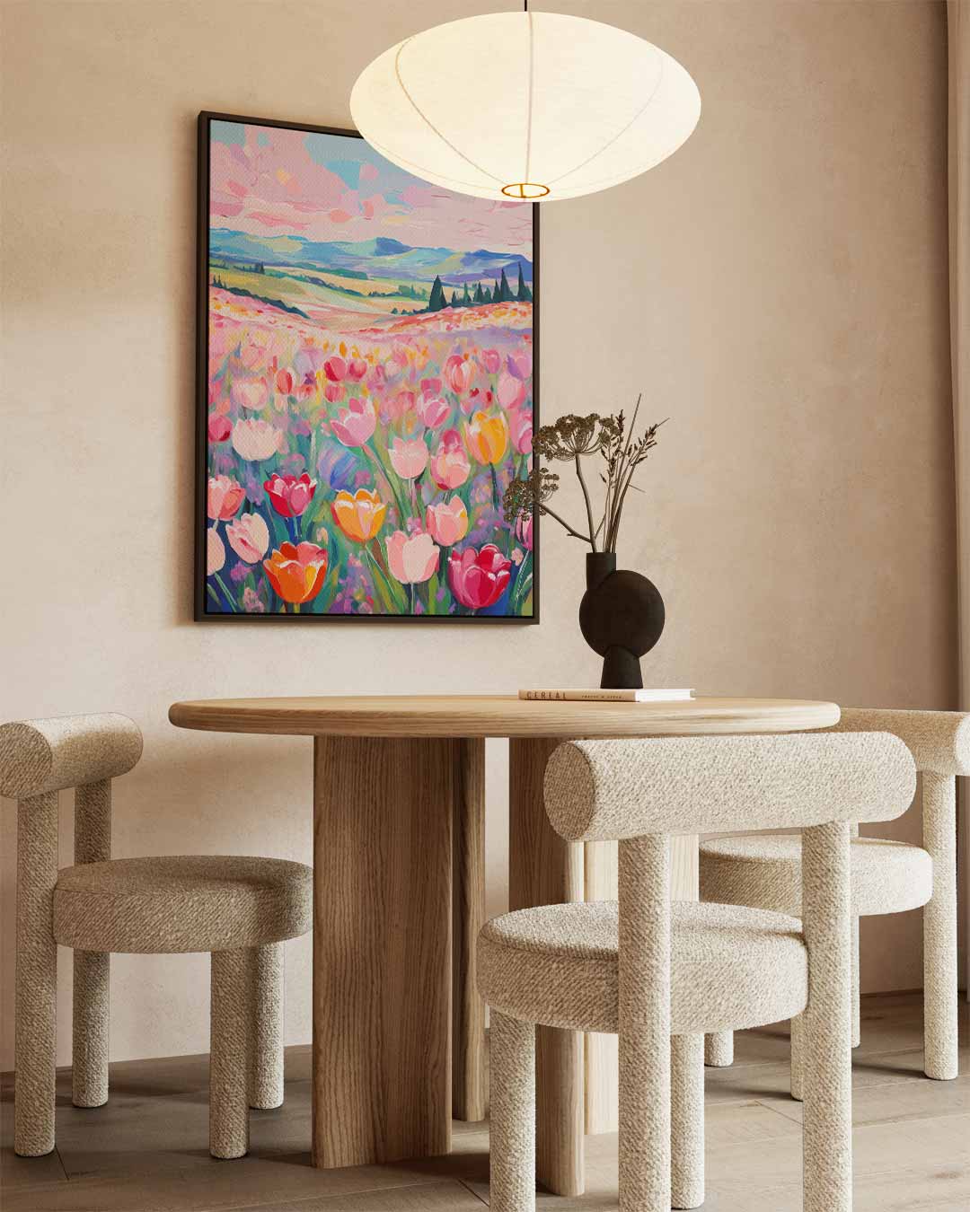 Kleurrijke Tulpenvelden Kunstwerk-canvas-dibond-plexiglas-wanddecoratie-WallArtistic