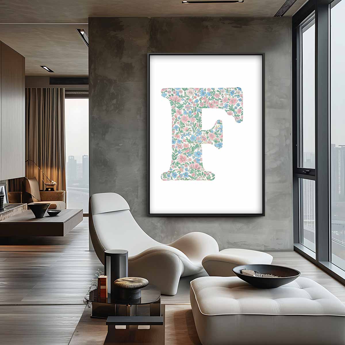 Bloemrijk Alfabet - F Kunstwerk-canvas-dibond-plexiglas-wanddecoratie-WallArtistic