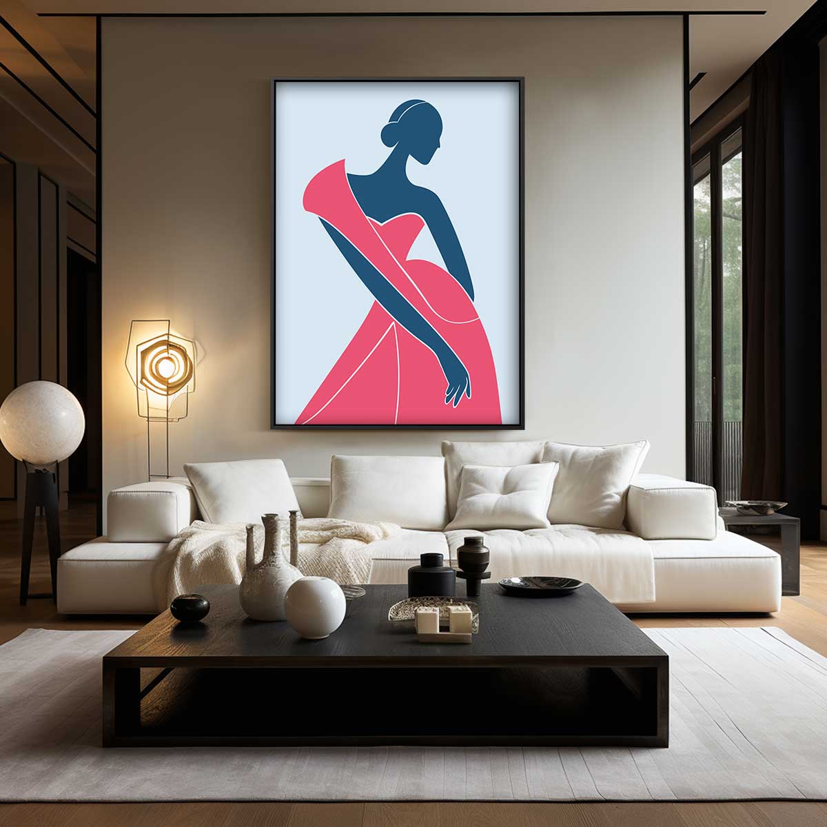 Elegante Dames Silhouet Kunstwerk-canvas-dibond-plexiglas-wanddecoratie-WallArtistic