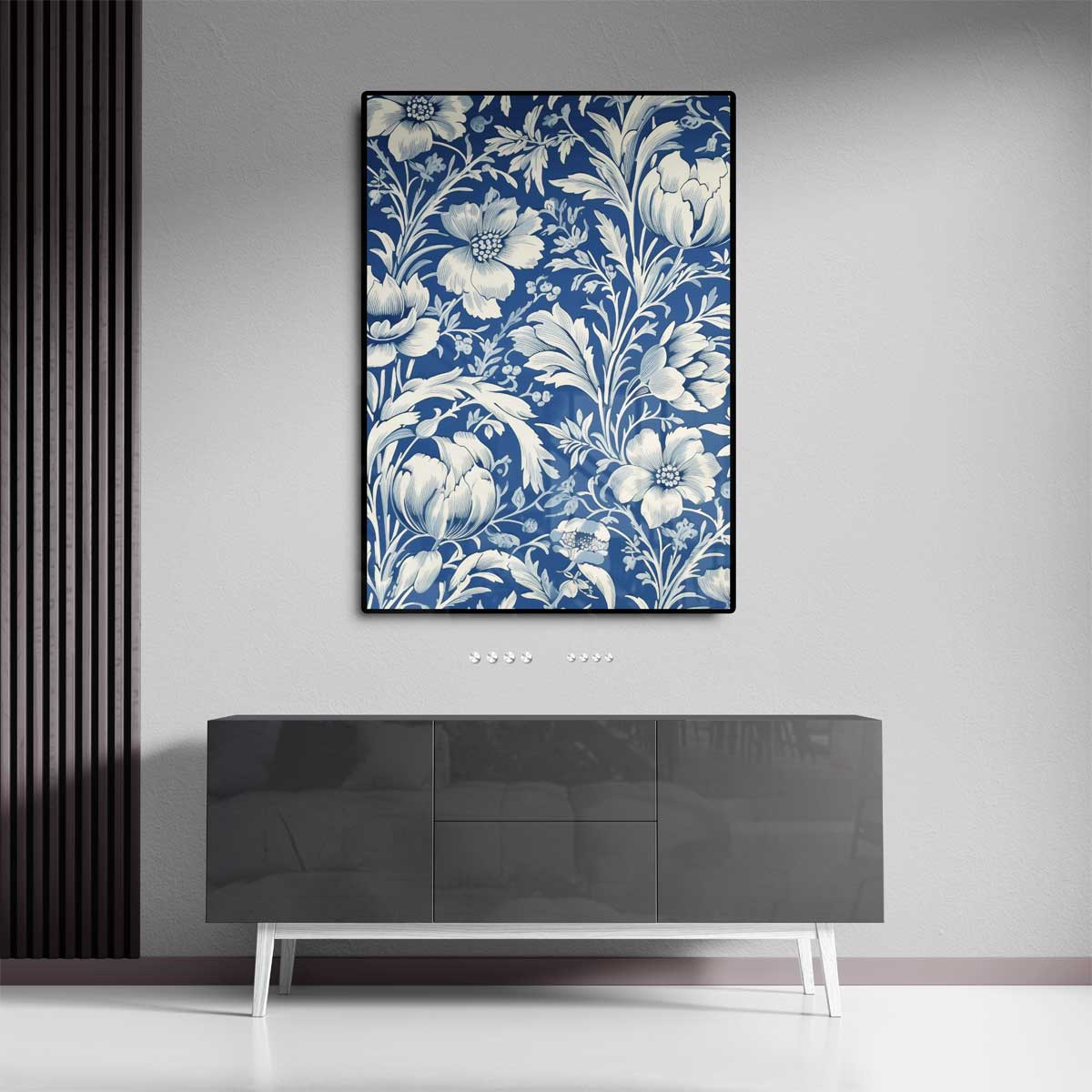 Bloemrijk Blauw Behang Kunstwerk-canvas-dibond-plexiglas-wanddecoratie-WallArtistic