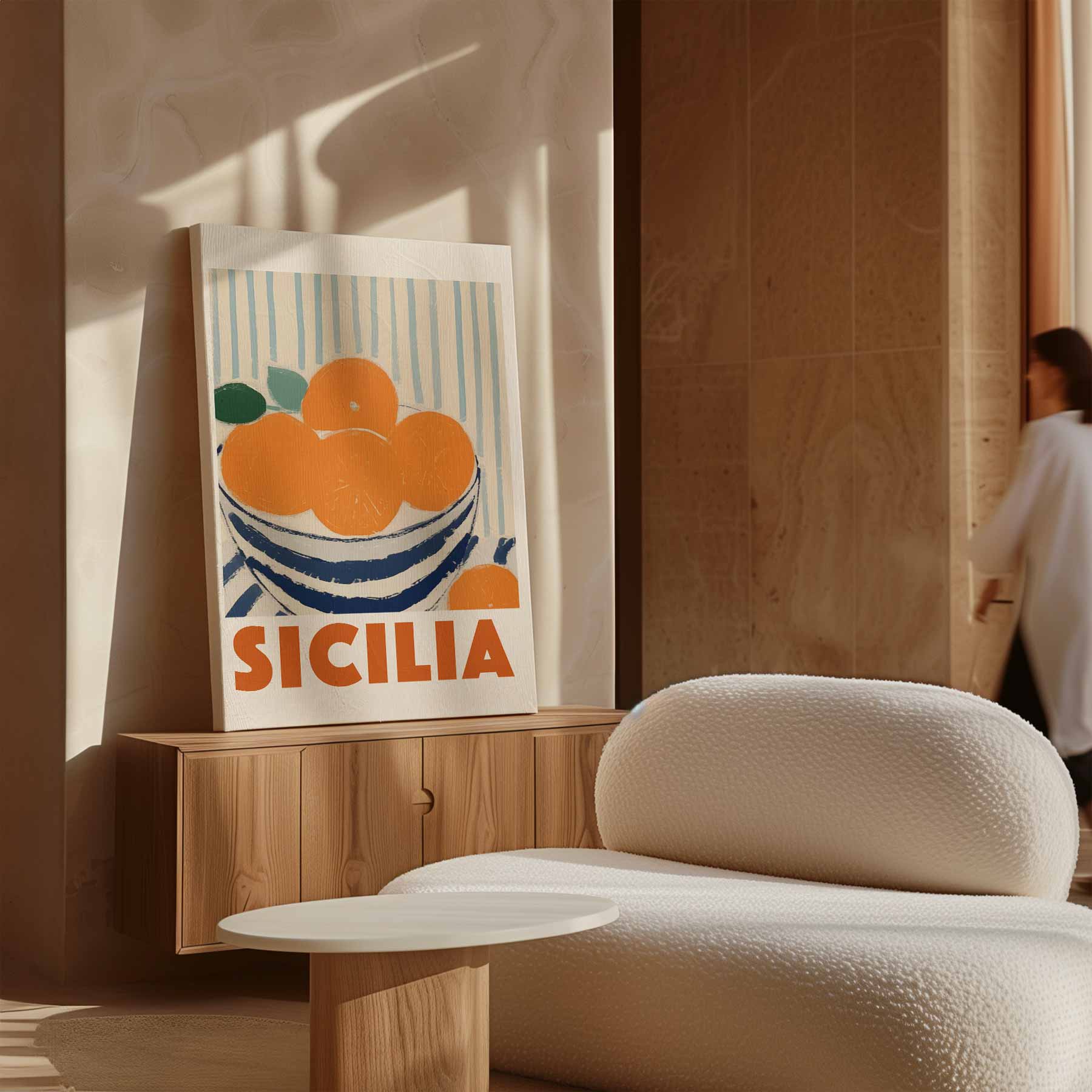 Siciliaanse Sinaasappels in Strepen Kunstwerk-canvas-dibond-plexiglas-wanddecoratie-WallArtistic