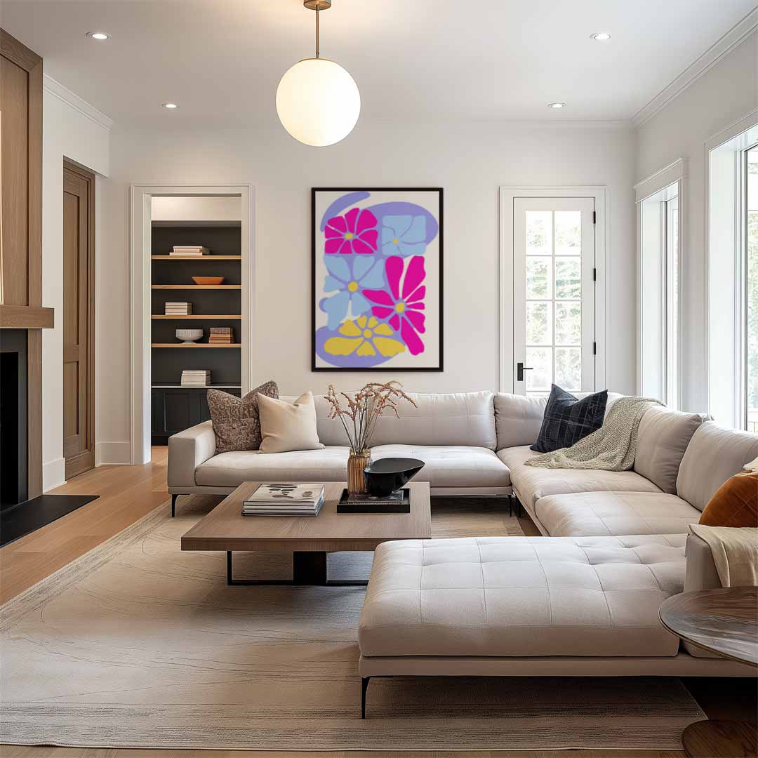 Vrolijke Bloemenpracht Kunstwerk-canvas-dibond-plexiglas-wanddecoratie-WallArtistic
