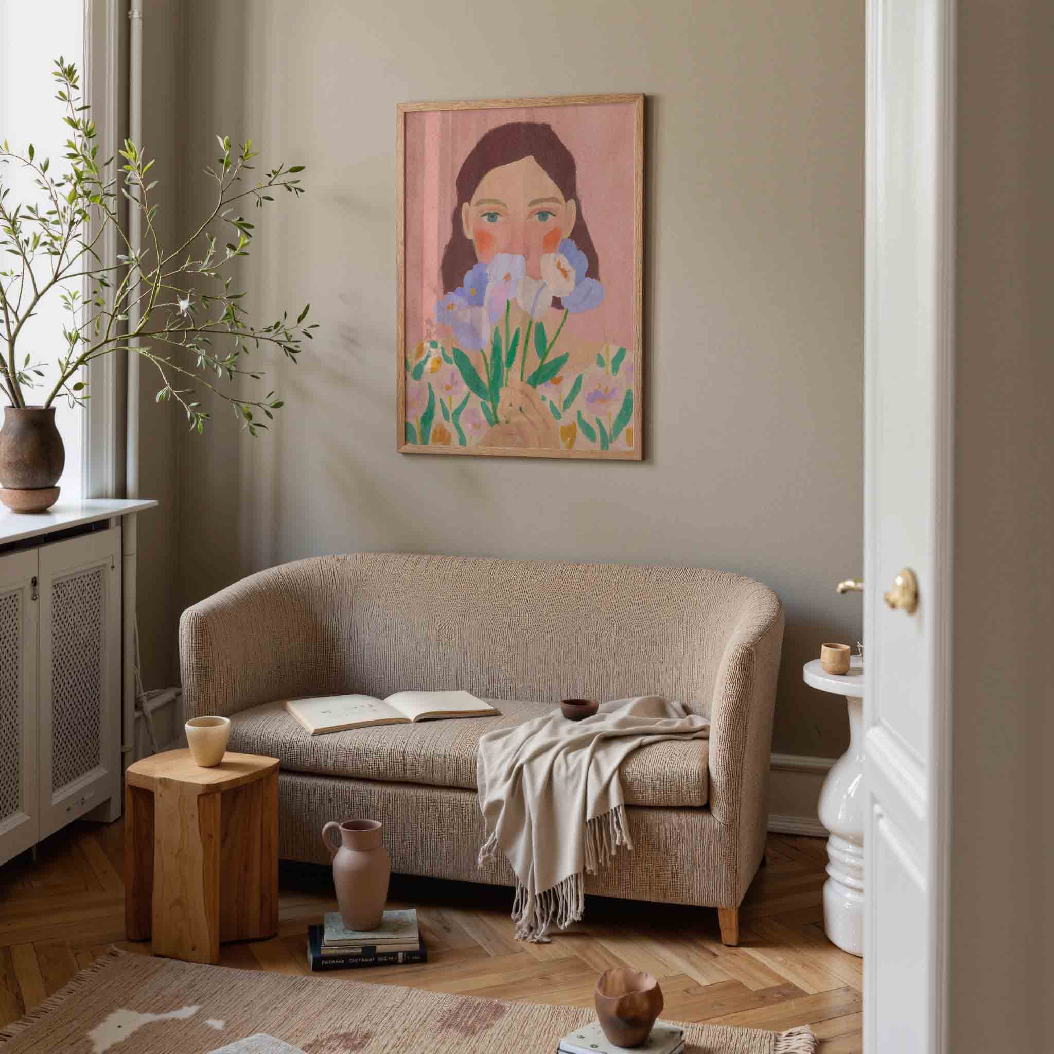 Vrouw met bloemen Poster