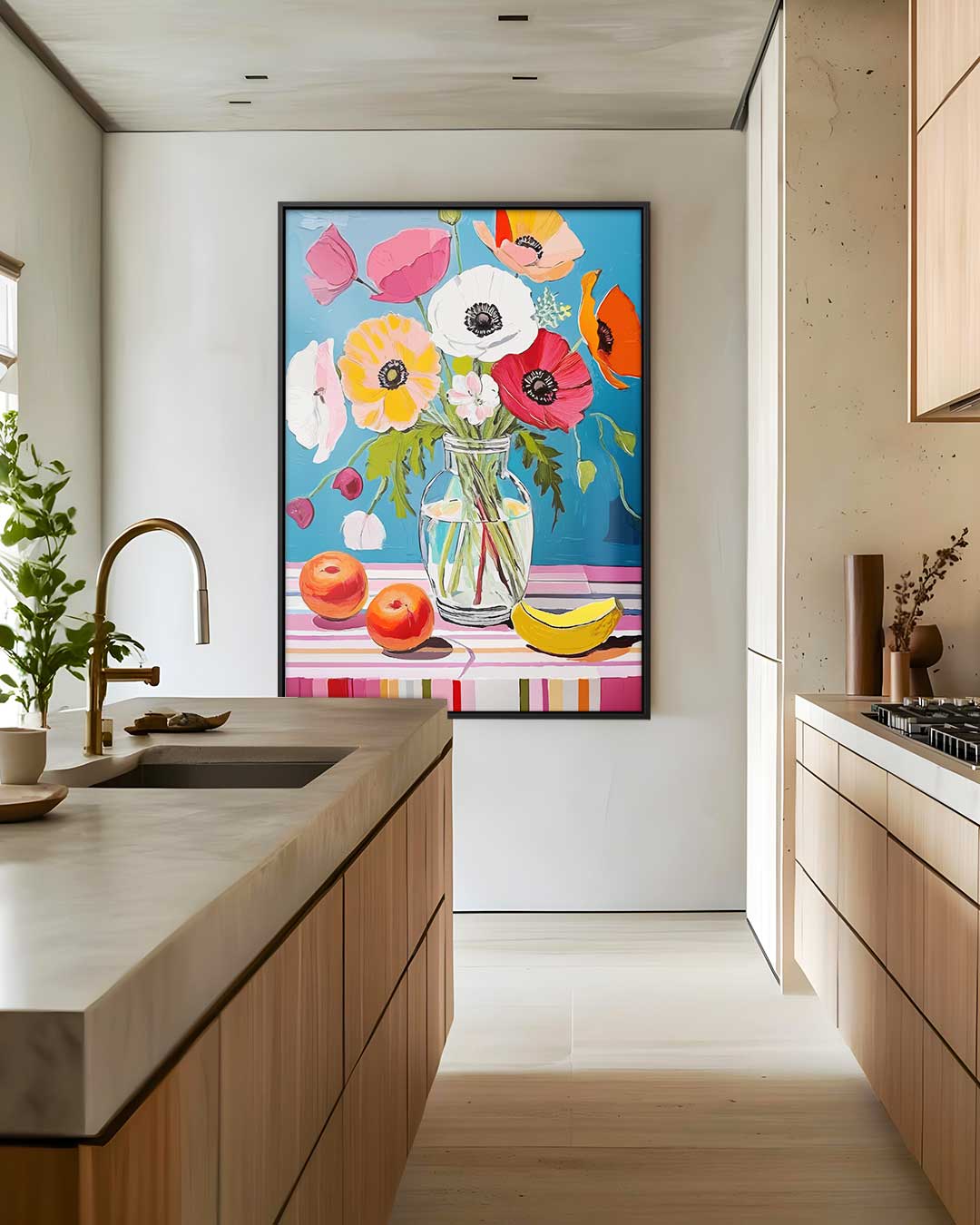 Bloemrijke Kleurenpracht in Vaas Kunstwerk-canvas-dibond-plexiglas-wanddecoratie-WallArtistic