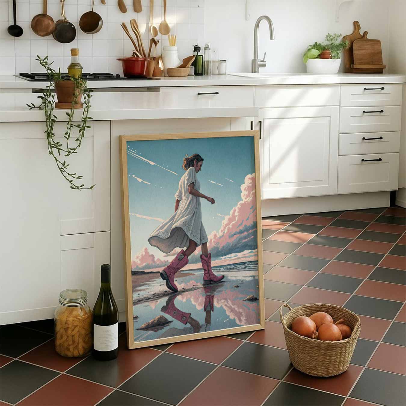 Strandwandeling in Stijl Poster