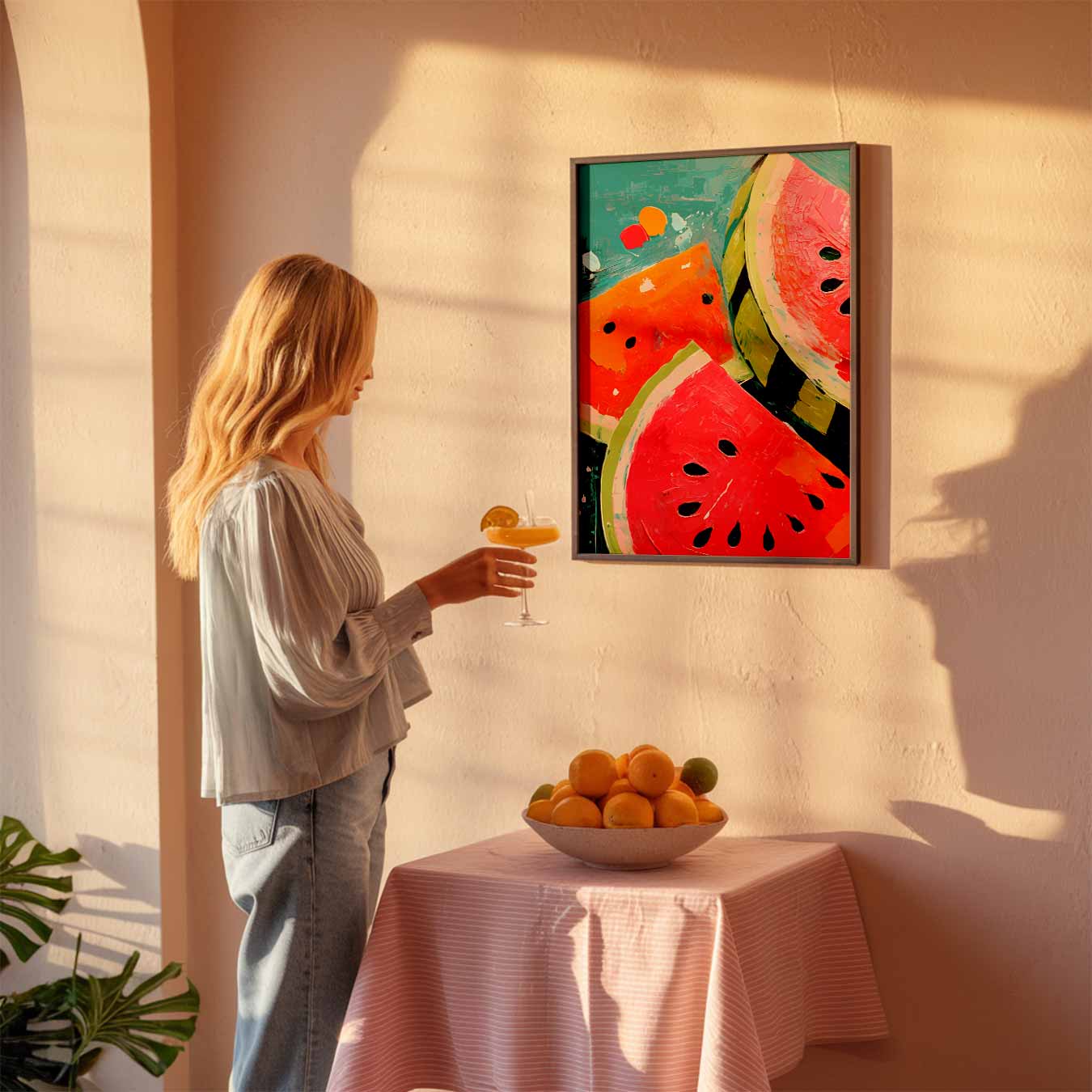 Vrolijke Watermeloen Kunstposter