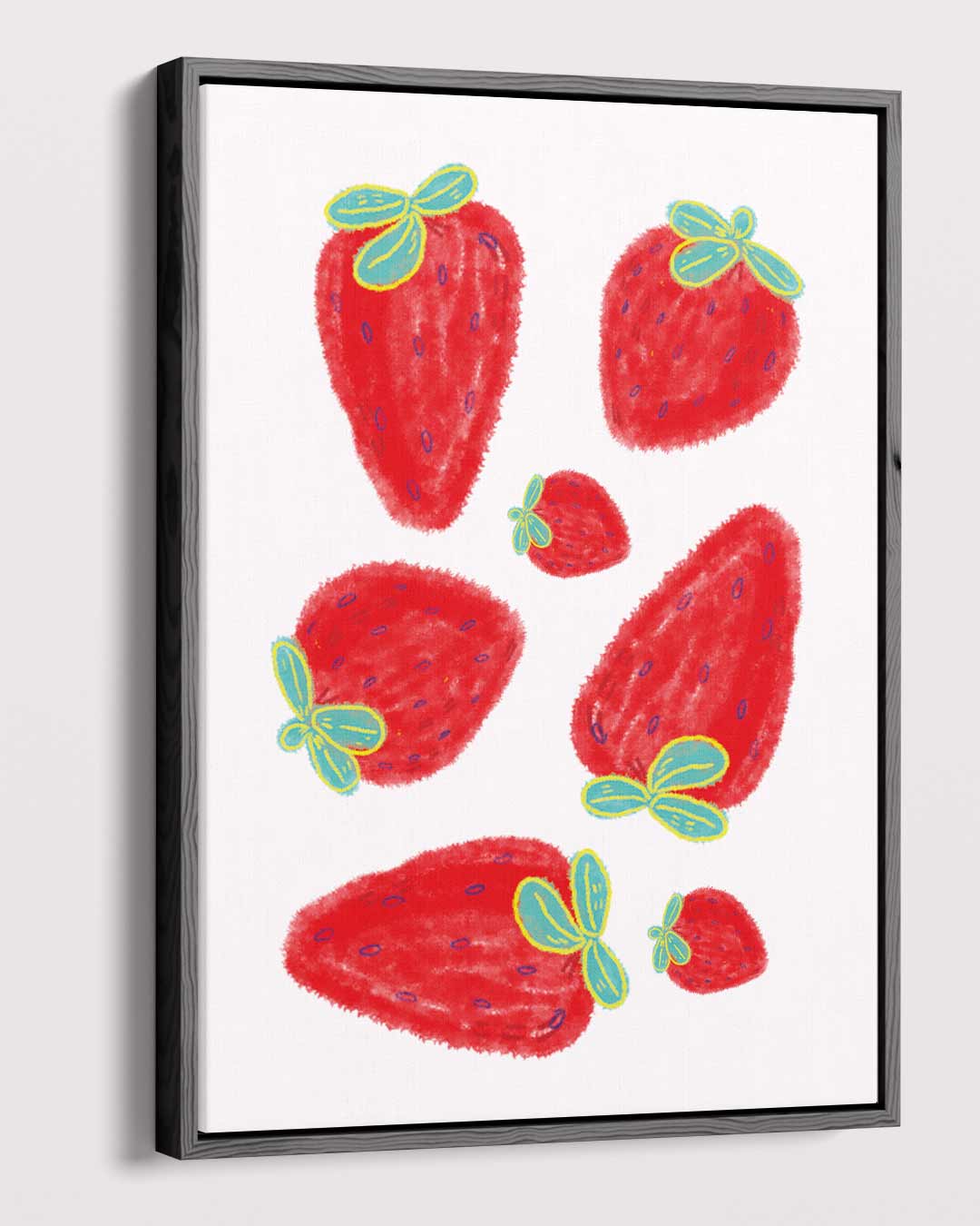 Vrolijke Aardbeien Kunstwerk-canvas-dibond-plexiglas-wanddecoratie-WallArtistic