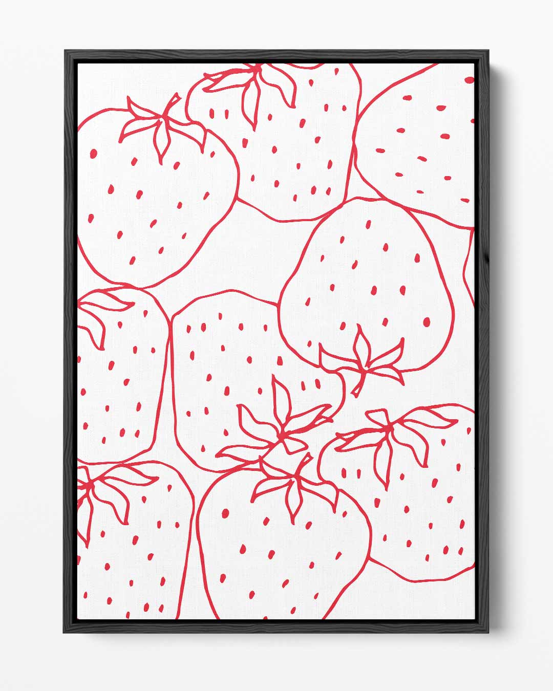 Speelse Aardbeien Illustratie Kunstwerk-canvas-dibond-plexiglas-wanddecoratie-WallArtistic